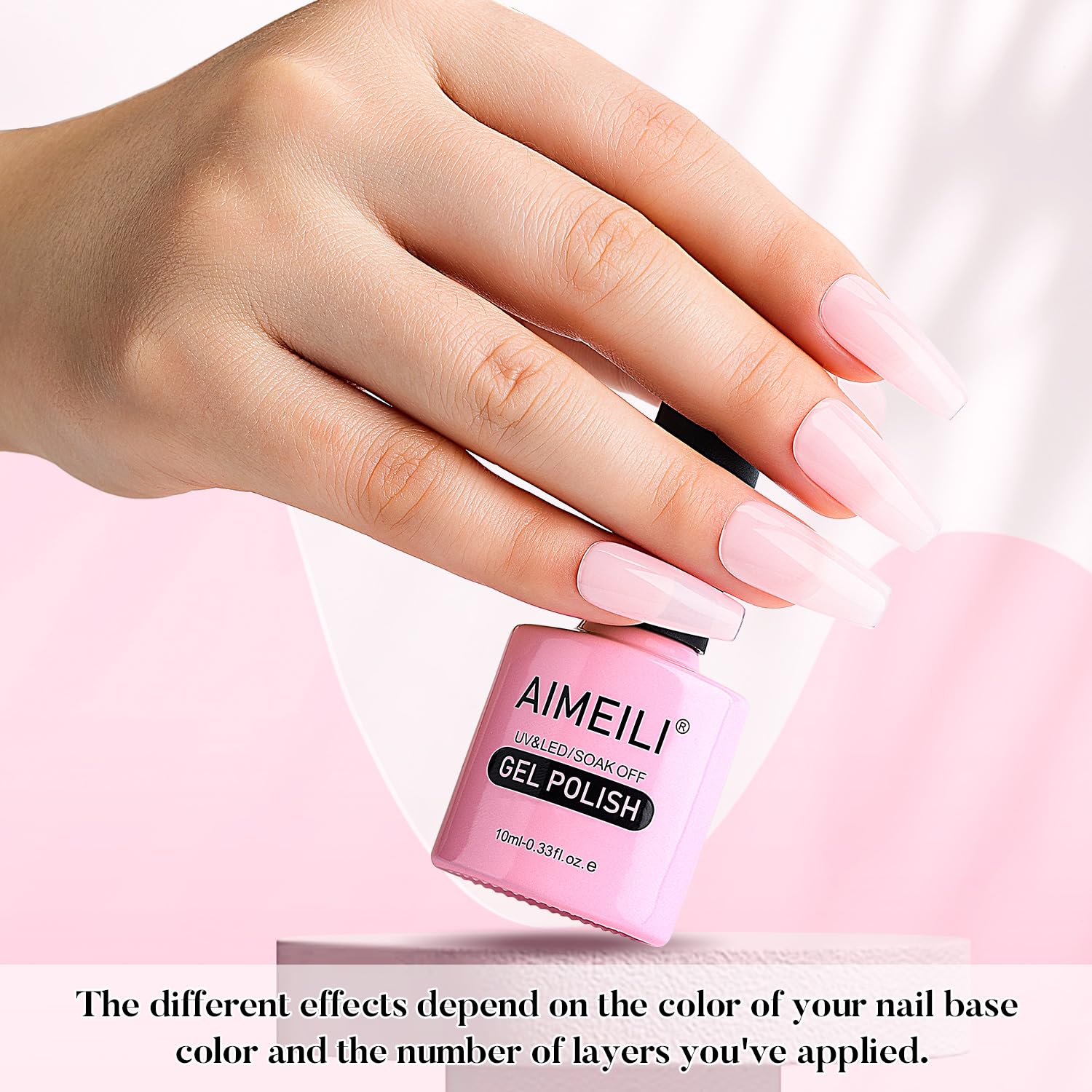 AIMEILI Gel Nail Polish Soak Off U V LED Nude Gel Polish - Rose Nude (022) 10ml - Image 3