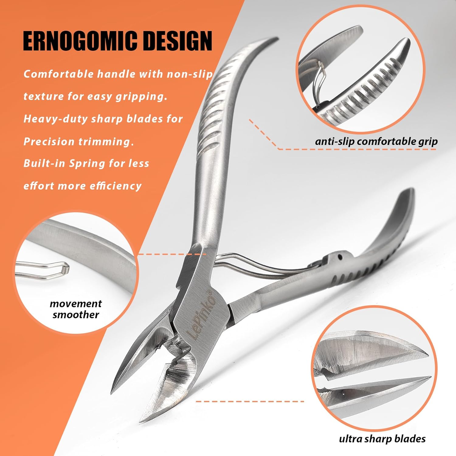 Heavy Duty Podiatrist Toenail Clippers for Thick and Ingrown Nails, Hand Forged Stainless Steel Toe Nail Clippers for Men Women Seniors - Image 4