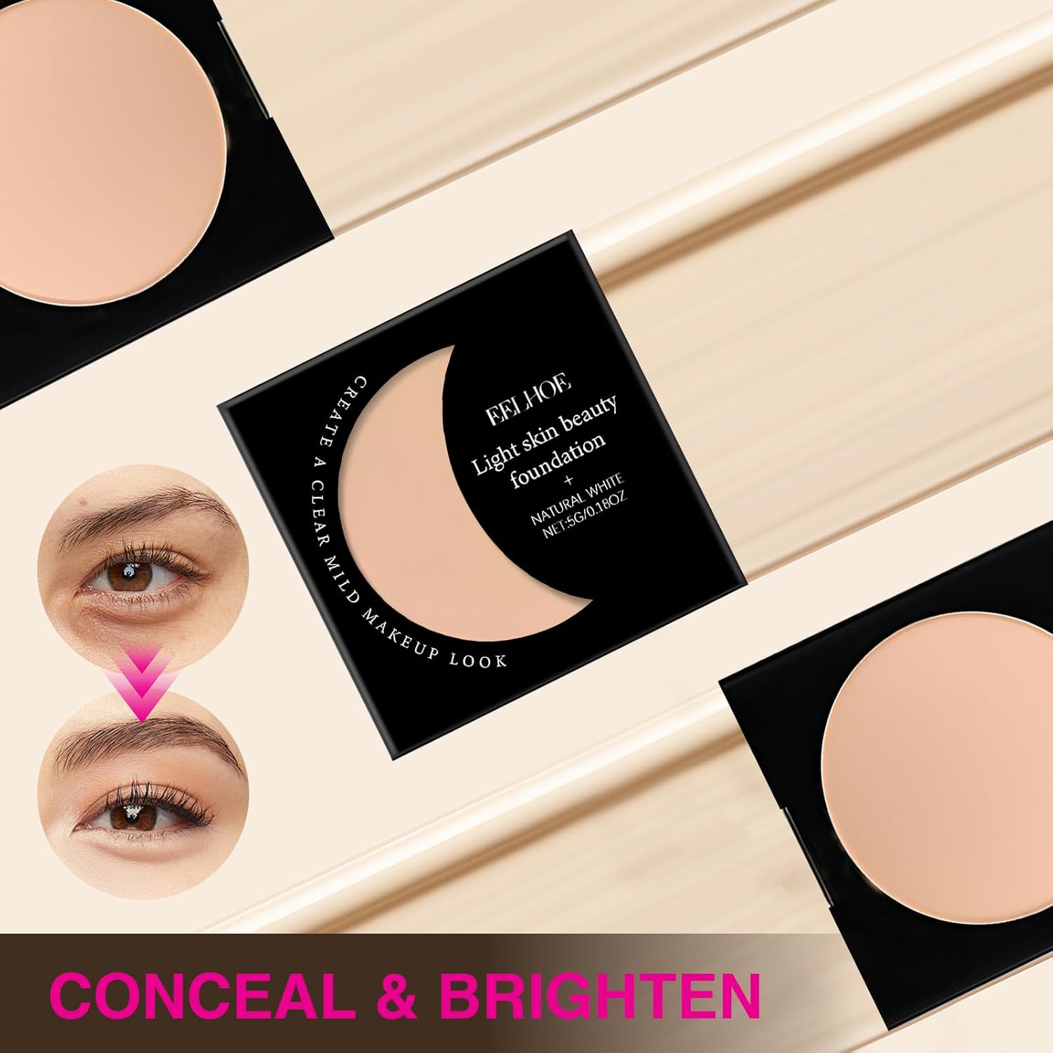 Inauguratei Under Eye Brightener,Neutraln Under Eye Brightener,Eye Brightener,Under Eye Concealer, Color Corrector For Dark Circles, Waterproof Under Eye CC Concealer (Khaki, 1PCS) - Image 5