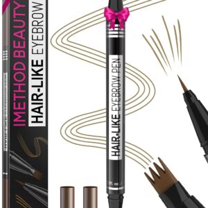 iMethod Microblading Eyebrow Pen - Eyebrow Pencil Magical 2-in-1 Dual-Ended Eye Brow Pencils for Women with 4-Fork-Tip & Precise Brush-Tip Create Natural Hair-Like Brows, Last All-Day, Light Brown