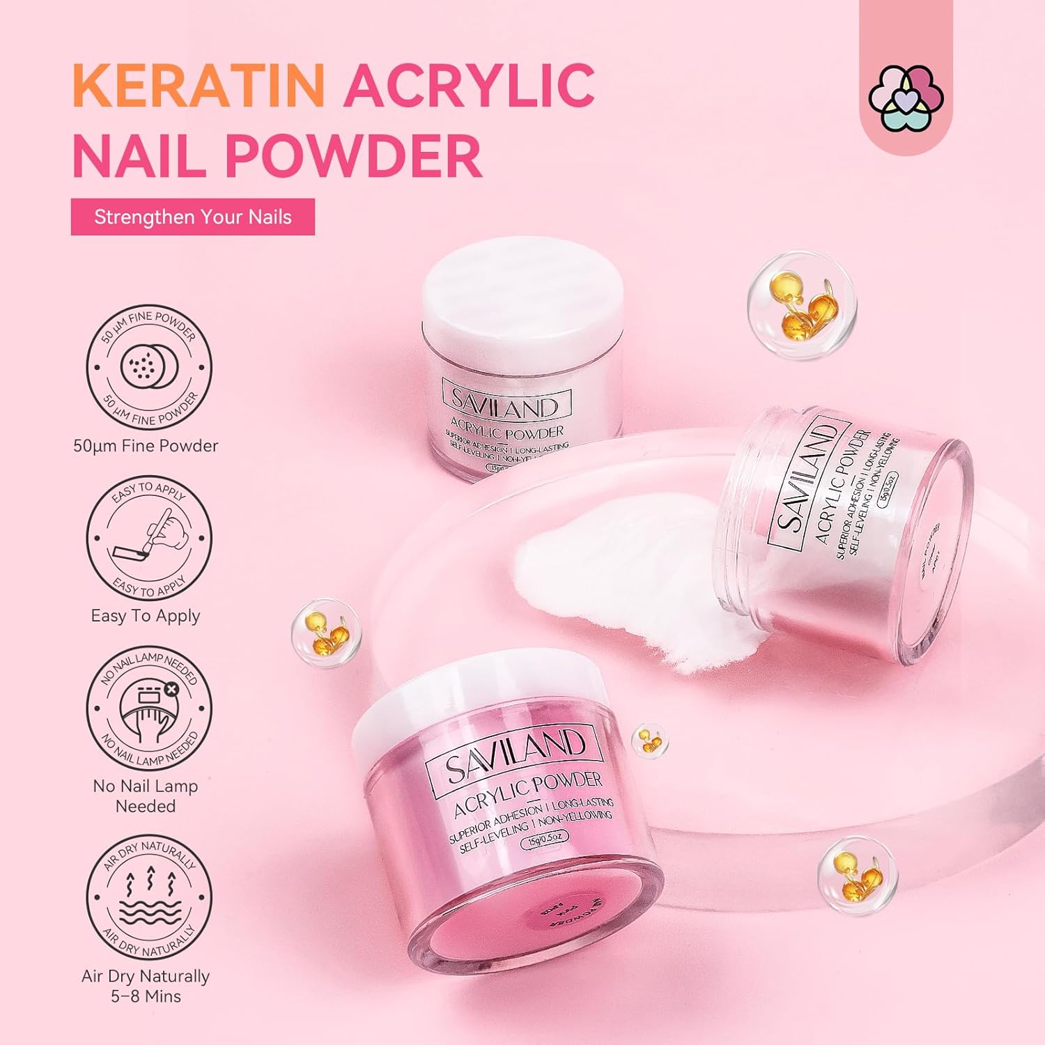 SAVILAND Acrylic Nail Kit with Drill: Professional Nail Kit Acrylic Set for Beginners with Everything Gel Polish U V Light Decorations for Home Salon Gift Set - Image 2