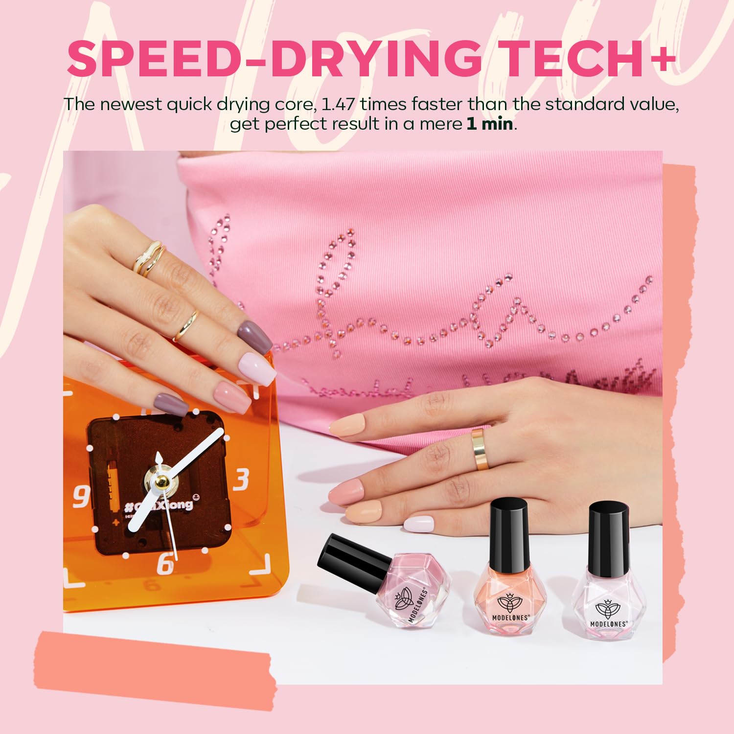 MODELONES Nail Polish Set, 6 Colors Natural Nude Nail Polish Bubble Bath Quick Dry Skin Tone Glitter Spring Summer Nail Polish Kit Fingernail Polish Nail Art Salon Home Easter Gifts For Women Girl - Image 6