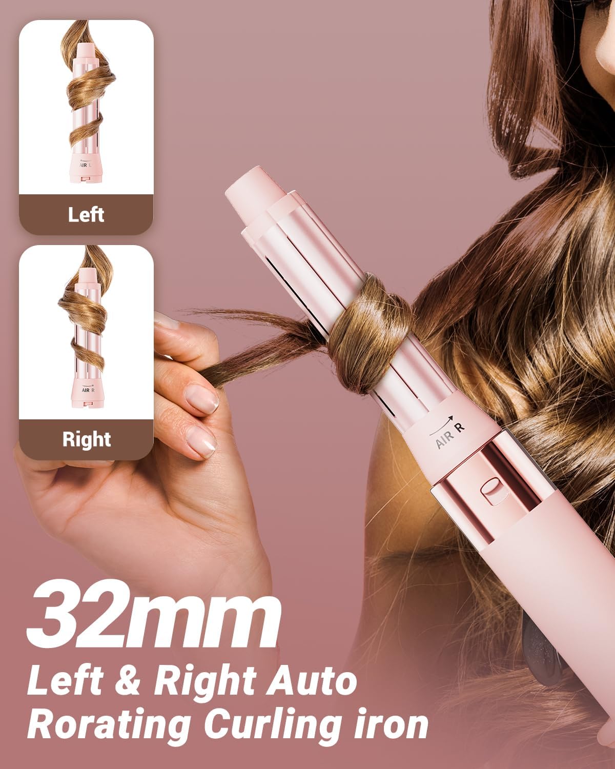 Hair Dryer Brush 6 in 1 Professional Hot Air Styler, 110,000 RPM High-Speed Negative Ionic Hair Dryer, Auto Wrap Curler Frizz-Free Airwrap for Curling Volumizing Straightening Styling Pink - Image 6