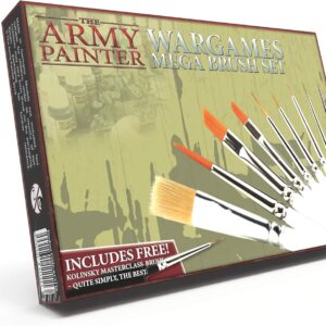 The Army Painter, Wargames Mega Brush Set, 10 Miniature Paint Brushes, Incl. Free Masterclass Kolinsky Sable Hair and Detail Paint Brush with Fine Tip - for Miniature Painting, DND & Warhammer