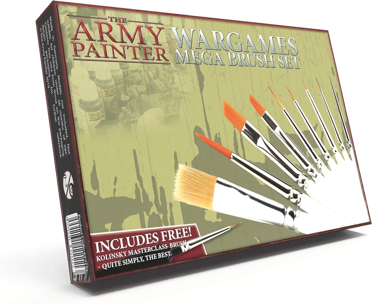 The Army Painter, Wargames Mega Brush Set, 10 Miniature Paint Brushes, Incl. Free Masterclass Kolinsky Sable Hair and Detail Paint Brush with Fine Tip - for Miniature Painting, DND & Warhammer