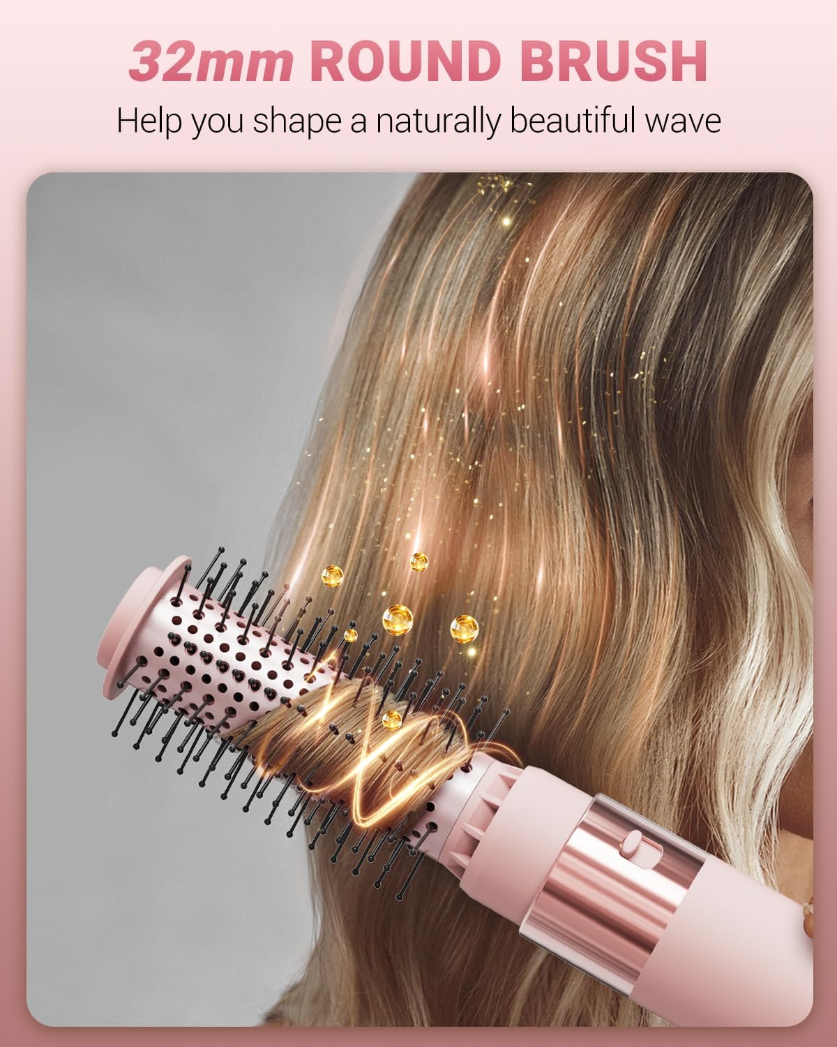 Hair Dryer Brush 6 in 1 Professional Hot Air Styler, 110,000 RPM High-Speed Negative Ionic Hair Dryer, Auto Wrap Curler Frizz-Free Airwrap for Curling Volumizing Straightening Styling Pink - Image 7