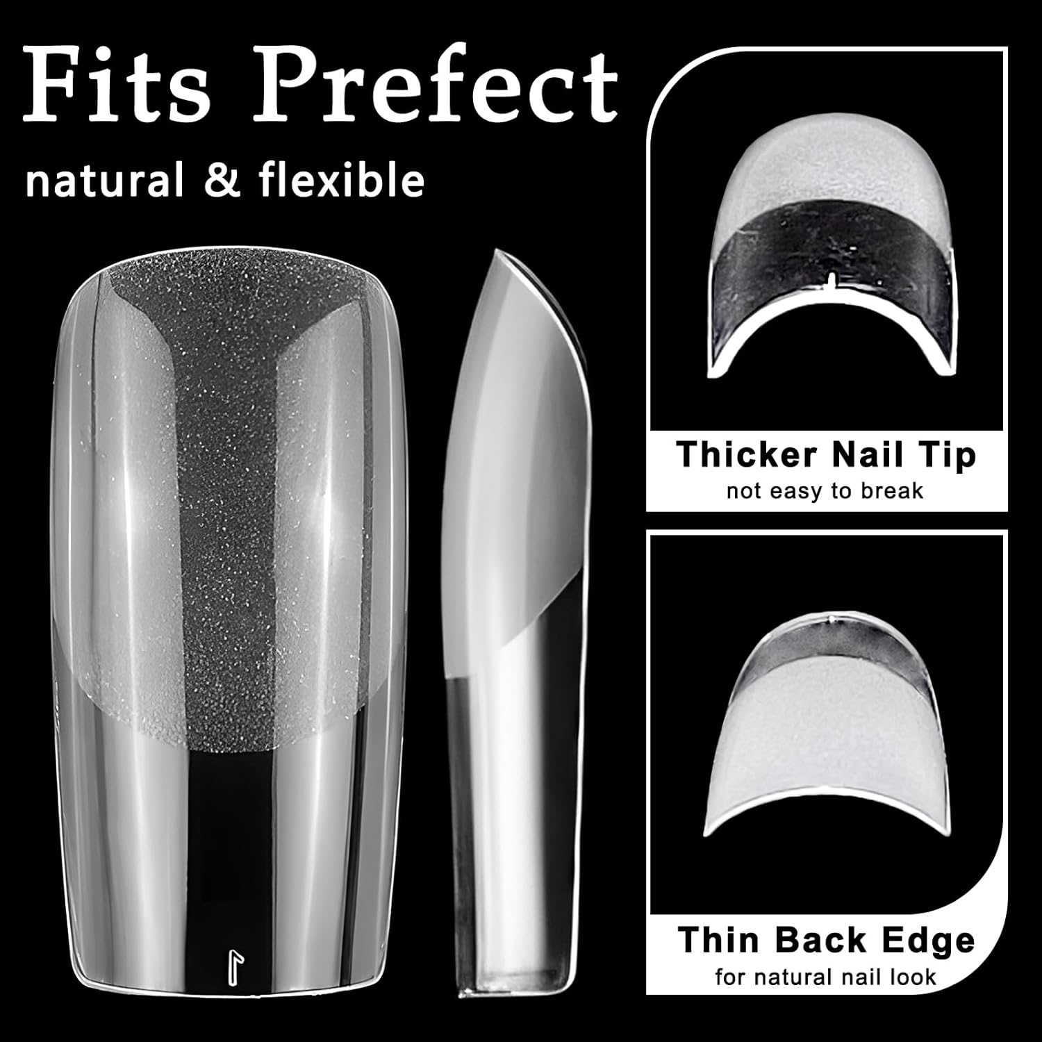 AddFavor 600pcs Square Nail Tips, Medium Square Gel Nail Tips Clear Fake Nails Full Cover Acrylic Nails Tips for Extension Nail Manicure Salon Home DIY - Image 3