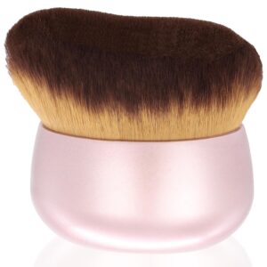 Extra Large Body Makeup Brush For Self Tanner, Leg Makeup &Bronzer Blend,75 mm Wide-headed Kabuki Brush Provides More Even &Pretty Application, Oval Face&Back Makeup Brush, Wet&Dry Use- Pink Rose Gold