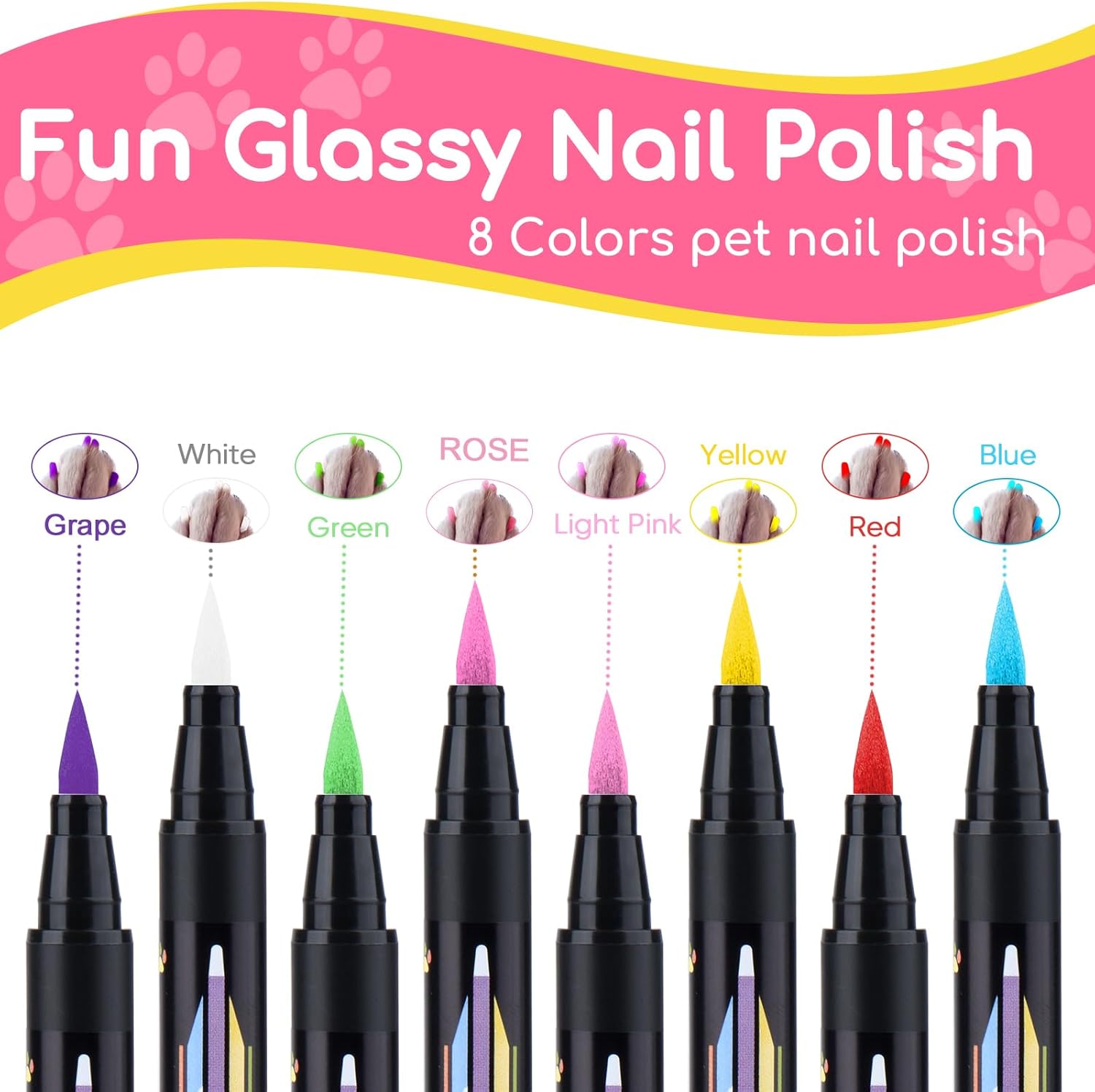 8 Color Dog Nail Polish Set - Non-Toxic, Odorless, Quick Dry, Easy Application - Image 2