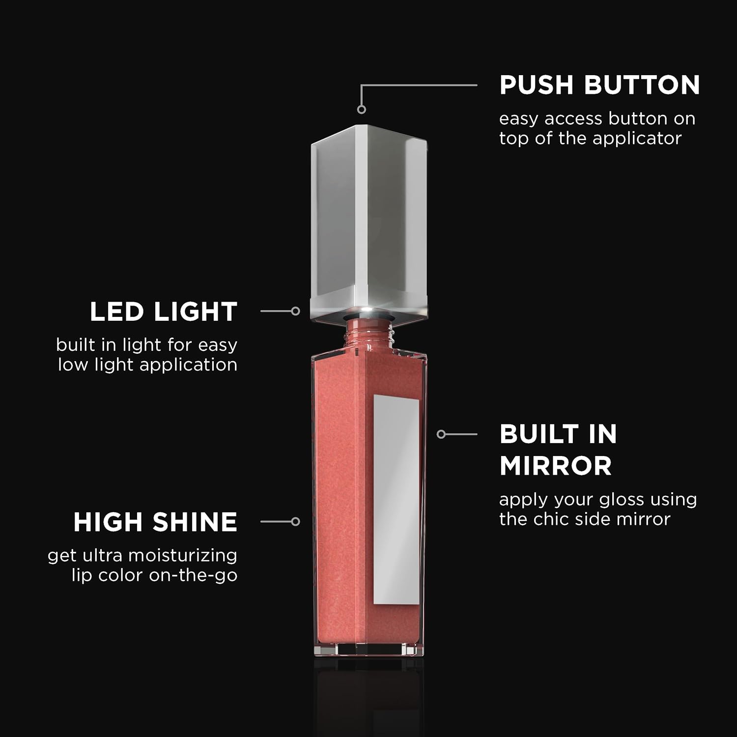 Pure Cosmetics Pure Illumination Lip Gloss - LED-lit Applicator w/Side Mirror - Non-Sticky, Moisturizing & Hydrating Lip Glosses - Soothes & Protects Dry Chapped Lips (Passion) - Image 3