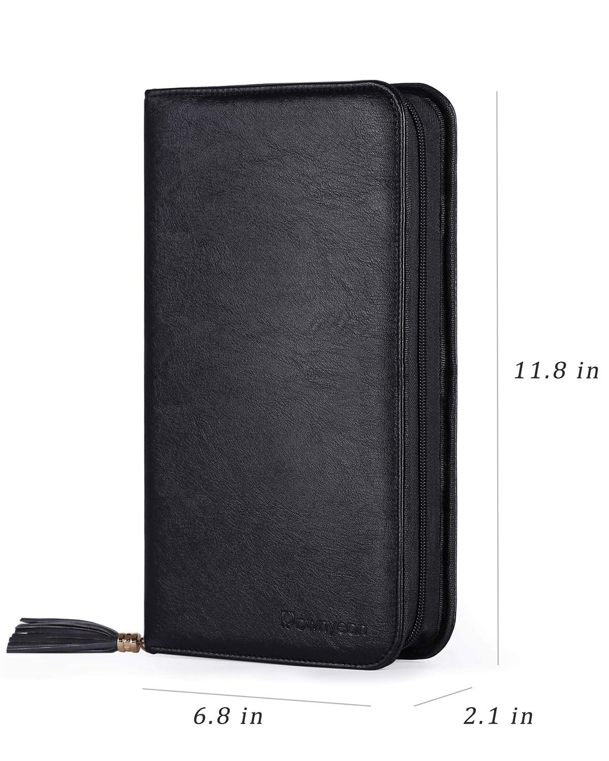 Rownyeon Professional Makeup Brushes Organizer Bag Makeup Artist Cosmetic Case Leather Handbag Black Travel Portable(Only Bag) - Image 4