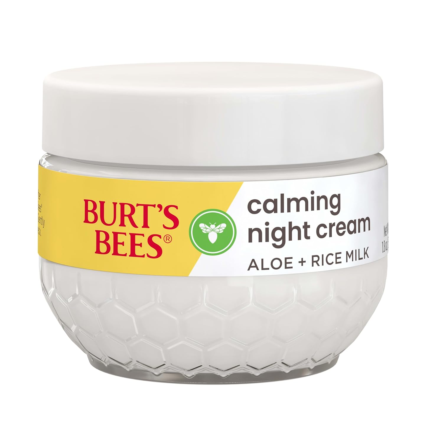 Burt's Bees Calming Night Cream, With Aloe and Rice Milk, Face Moisturizer For Sensitive Skin Infuses Skin With Moisture While You Sleep, 98.8 Percent Natural Origin, 1.8 oz. Tub - Image 15