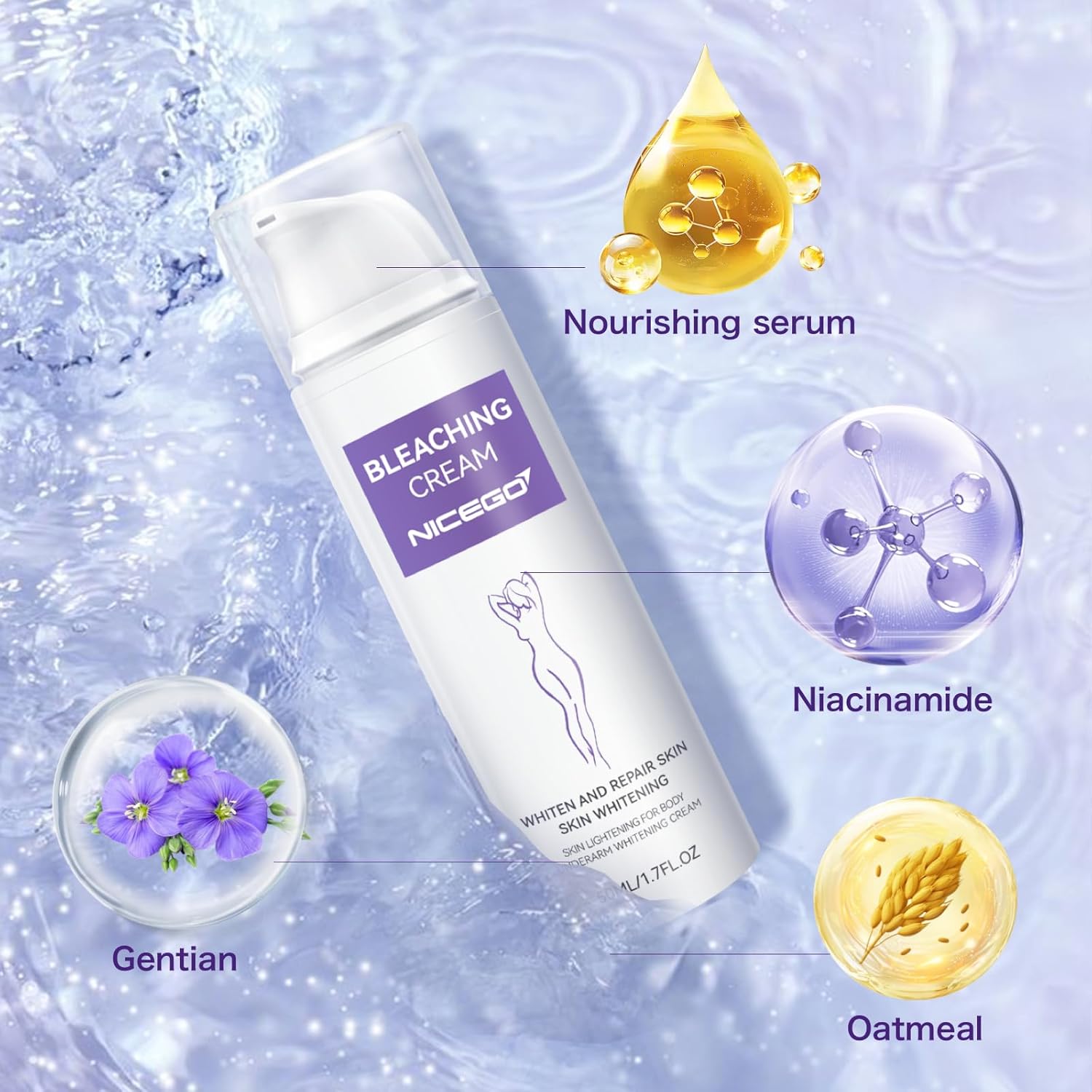 Skin Bleaching Cream for Women - Intimate Skin Care Lightening Cream for Intimate Areas, Private Parts, Underarms, Knees, Elbows, Inner Thighs, Bikini Areas–Dark Spot Remover for Face–1.7 Fl Oz - Image 4