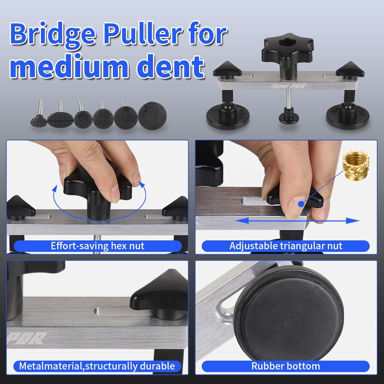 Super PDR Paintless Dent Removal Kit for Car,Body Repair Tools Dent Removal Tools, Hail Damage Repair Tools Dent Puller kit Auto Body Dent Remove Repairs 95% of Car Dents - Image 5