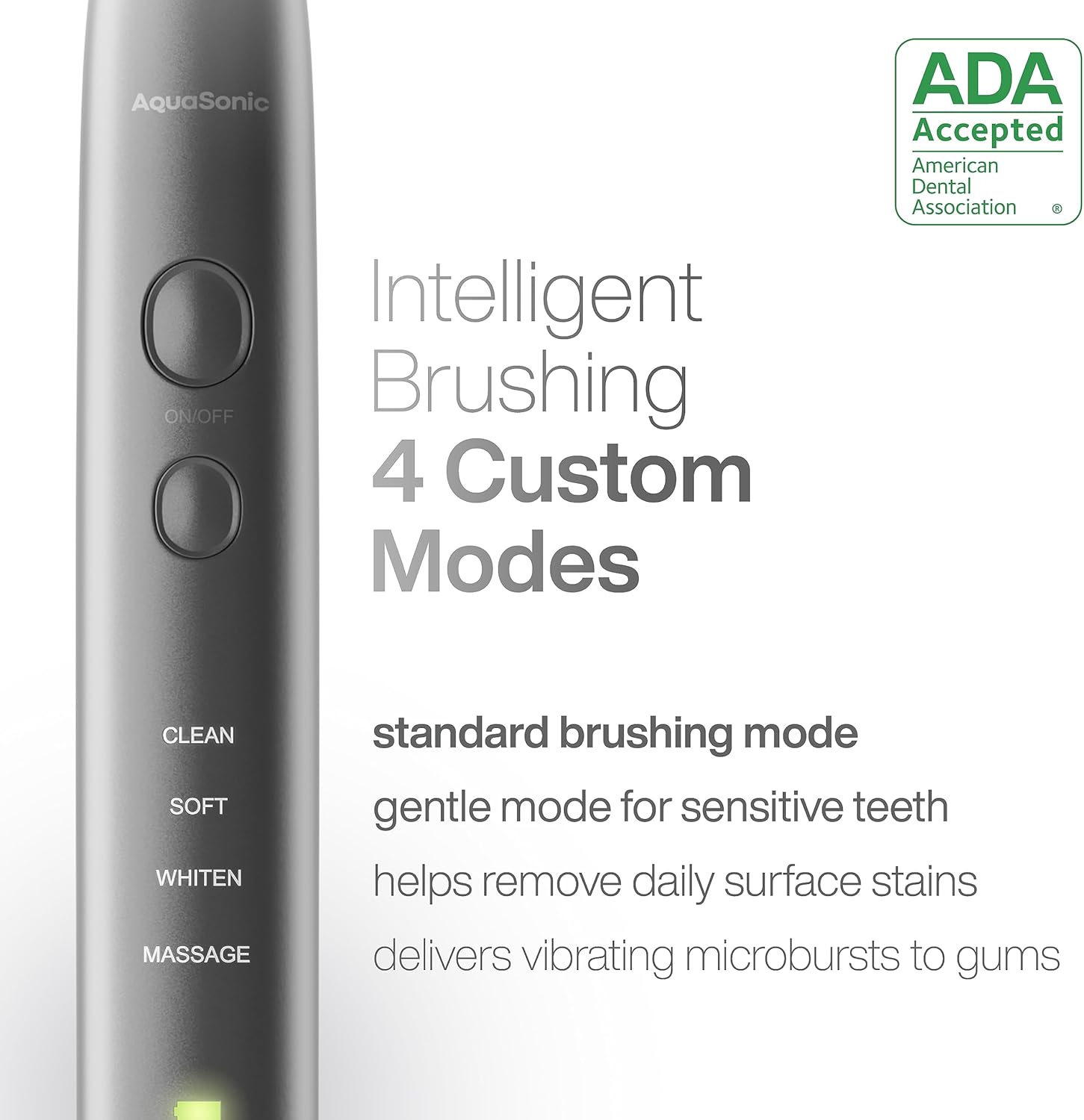 Aquasonic Vibe Series Ultra-Whitening Toothbrush – ADA Accepted Electric Toothbrush - 8 Brush Heads & Travel Case – 40,000 VPM Motor & Wireless Charging - 4 Modes w Smart Timer – Charcoal Metallic - Image 4