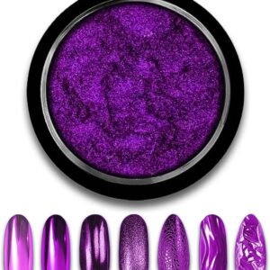 Purple Chrome Nail Powder Mirror Effect Metallic Dust Holographic Glitter Glazed Manicure Decoration Reflective Pigment for DIY Gel Polish Nail Art, Resin Craft, Gifts