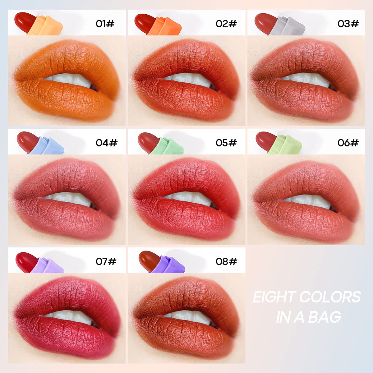 8 Pcs Mini Candy Matte Lipstick Set Velvet Lipstick Set Nonstick Cup Easy To Color Long-lasting Waterproof Swab Lipstick Makeup Gift Set - Image 8