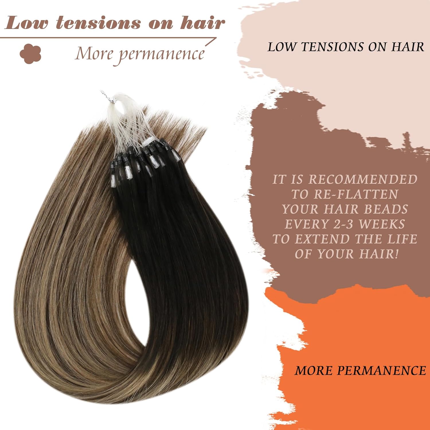 Sunny Hair 18 Inch Medium Ash Blonde Ombre Micro Link Human Hair Extensions 50g - Image 5