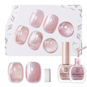 AZUREBEAUTY Cat Eye Nail Polish no Gel Fast Drying Pink Shimmer 2 Colors Natural Nail Lacquer Infinite Shine DIY Salon Home Women Gifts