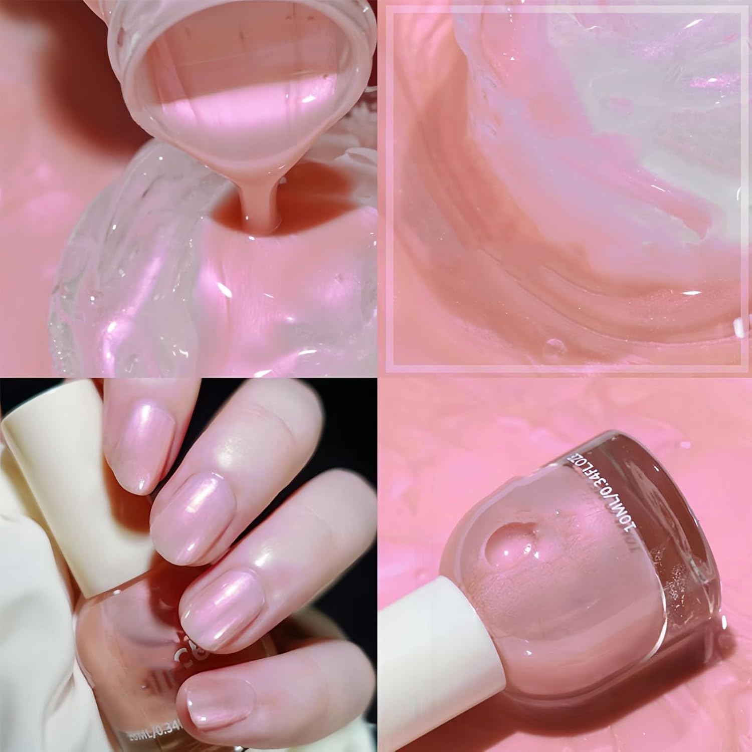 Holographic Glitter Nail Polish, Air Dry Reflective Gel, Bright Pink Neon Color, Light Pastel Quick Dry Sparkly Polish for Women Girls, 10ML - Image 2