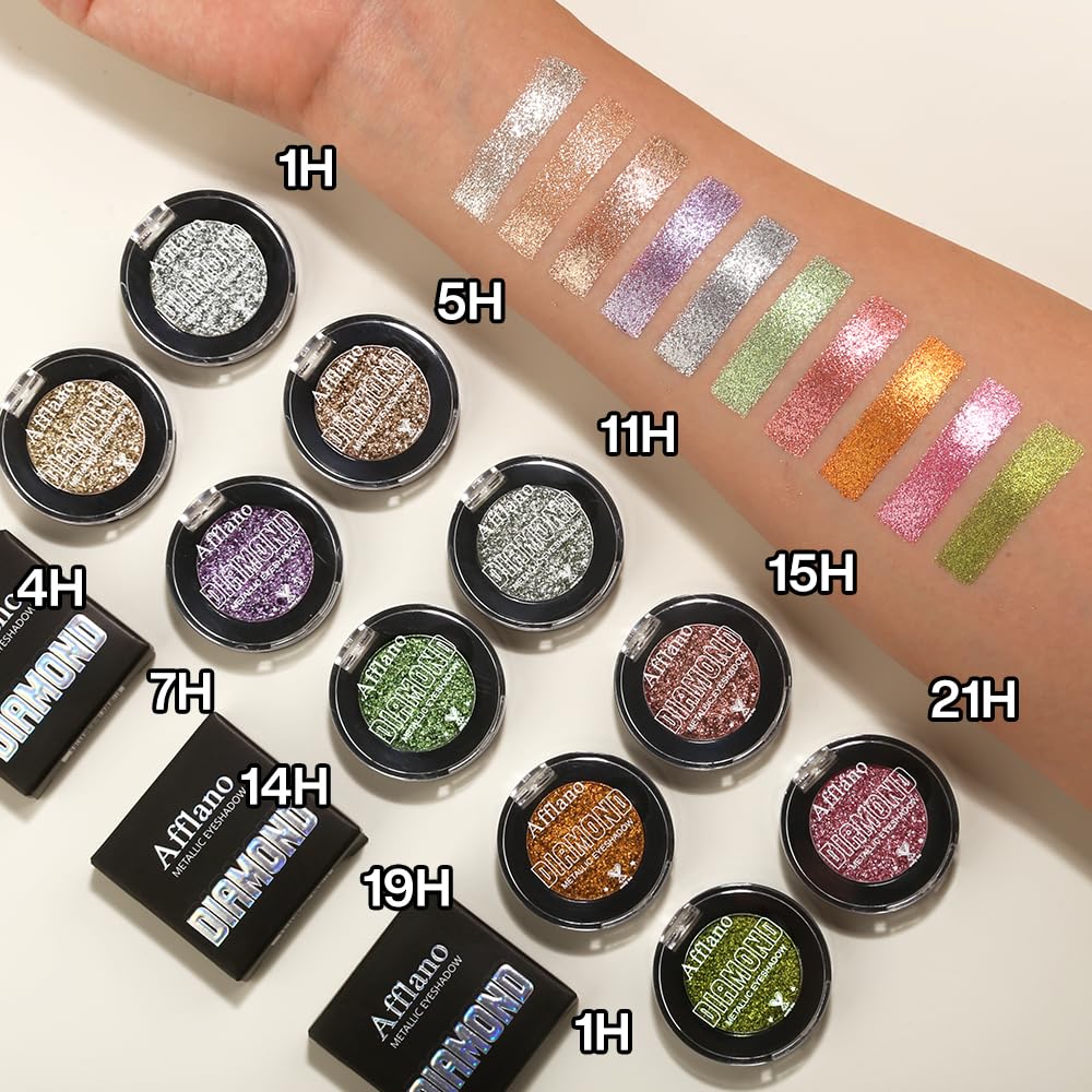Afflano Sparkle Olive Green Metallic Glitter Eyeshadow, Single Shimmery Deep Green Eyeshadow Palette, Small Metallic Eye Shadow Pallet for Girl Women Smokey Eye Look, 24H - Image 6