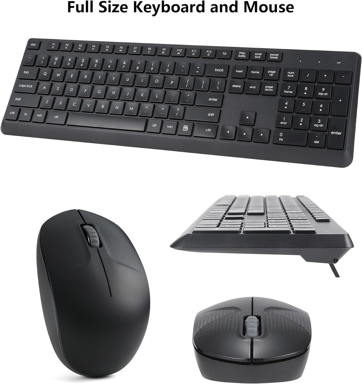 Wireless Keyboard and Mouse Combo for Windows, 2.4G Full-Sized External Cordless Computer Keyboard Mouse Combo for Laptop PC Desktop Chrome Mac, Number Pad 1600 DPI Silent Mouse USB Receiver (Black) - Image 7