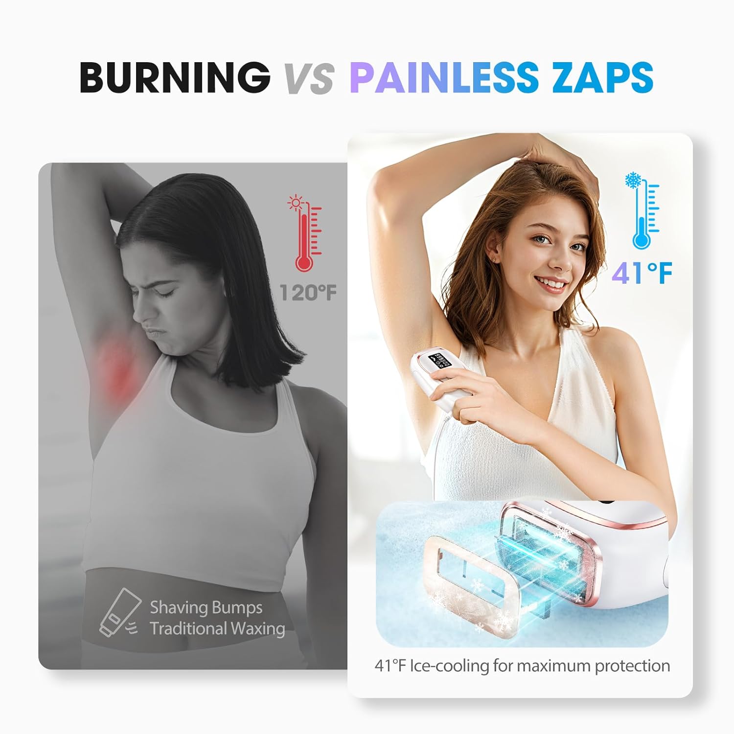 IPL Laser Hair Removal Device for Women & Men - Home 45°F Ice-Cooling Contact for Painless & Long-Lasting Results, 86% Hair Reduction in 3 Weeks for Full Body & Bikini Line, White - Image 4