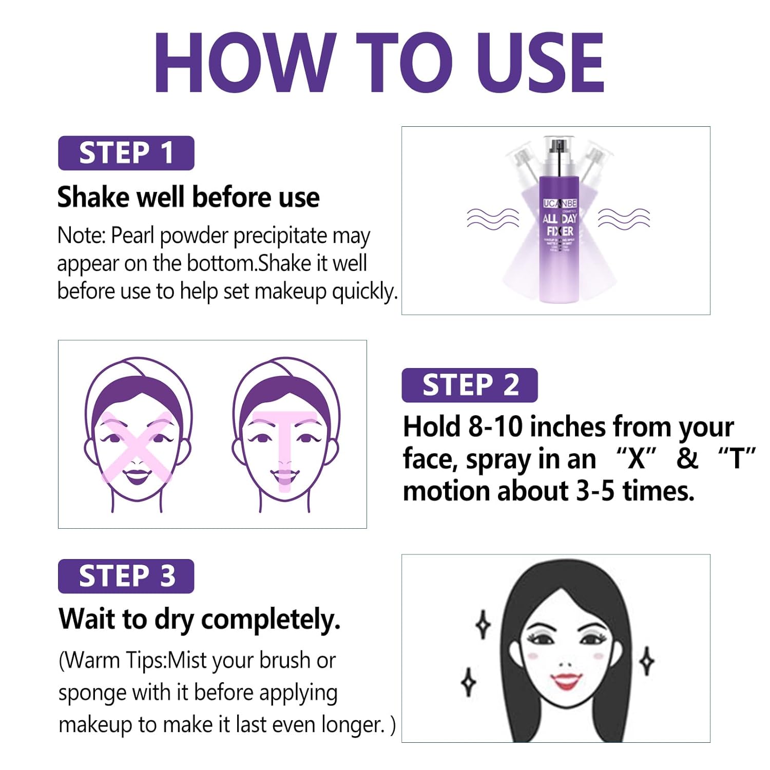 Long Lasting Makeup Setting Spray Kit- 6.76 Fl oz Hydrating Matte Finish Mist Lightweight Face Make up Fixer +Travel Size Spray Bottle+Sponge Puff Makeup Set - Image 8