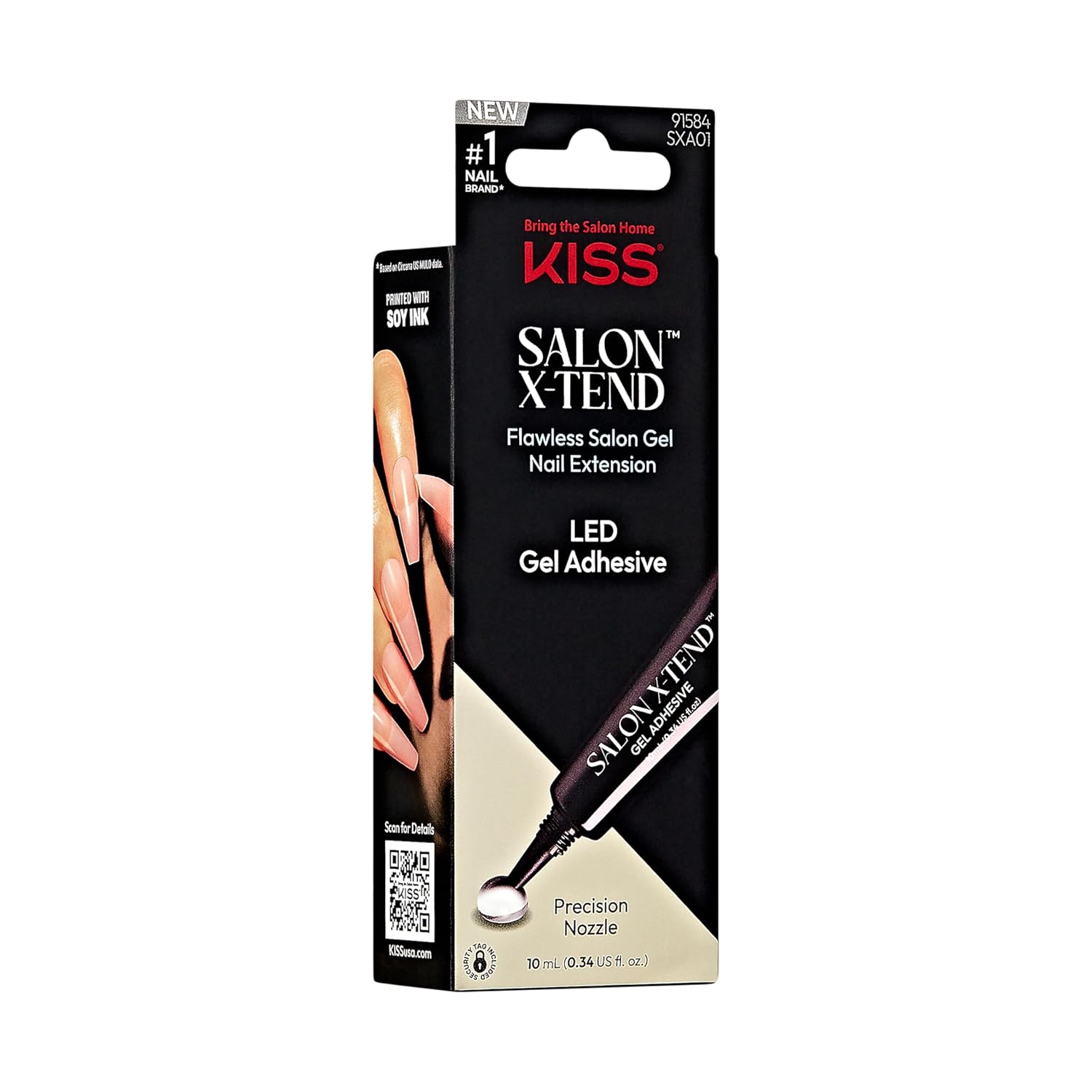 KISS Salon X-tend, Press-On Nails, Nail glue included, 'Gel Adhesive', Clear, Size, Shape, Includes 10Ml Led Gel Adhesive - Image 9