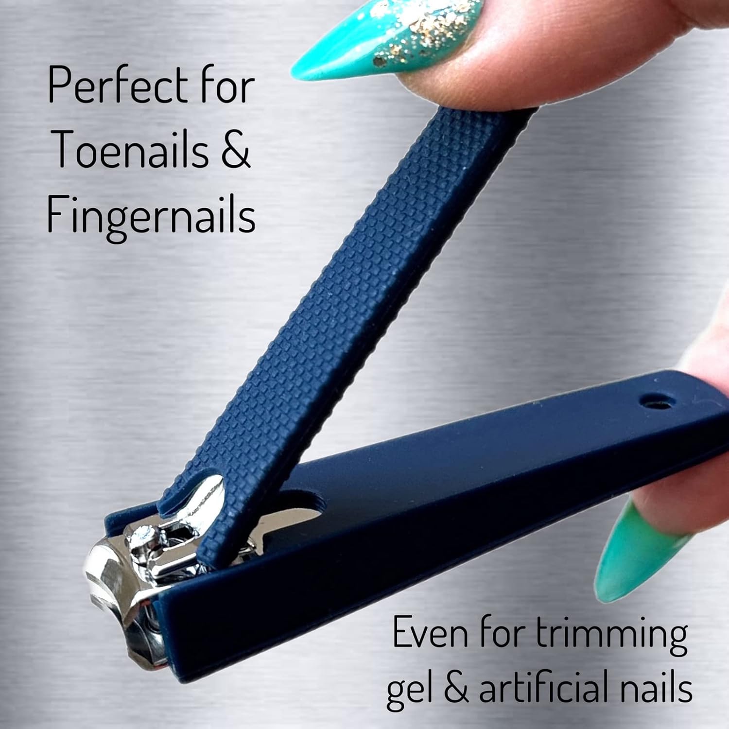 Large Navy Comfort Hold Nail Clippers with Non-Slip Grip and Built-in Catcher for Easy Use - Image 9