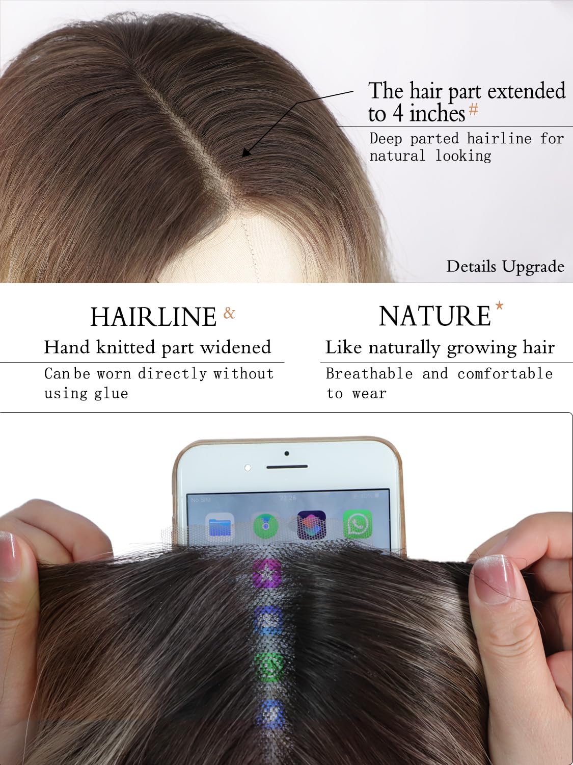 Blonde Wigs for Women Long Ombre Blonde Wavy Wig with Dark Roots Lace Front Hairline Womens Charming Wigs Natural Looking Blond Synthetic Heat Resistant Fiber Wig for Daily Party Use 26 Inch - Image 4