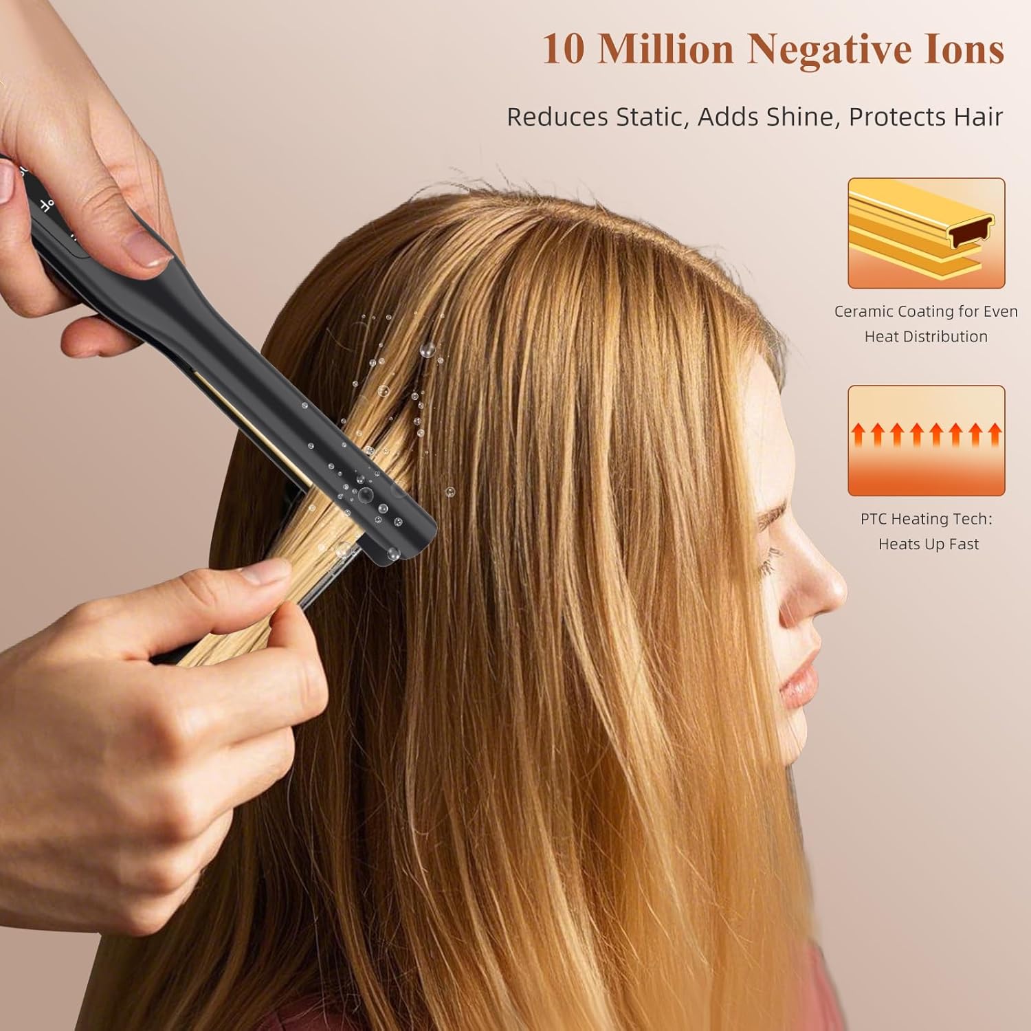 Flat Iron, 1/2 Inch Flat Iron for Short Hair Straightener and Curler 2 in 1, Dual Voltage, Ceramic Ionic Floating Plates for Less Frizz, 10s Quick Heat Up(Black) - Image 3