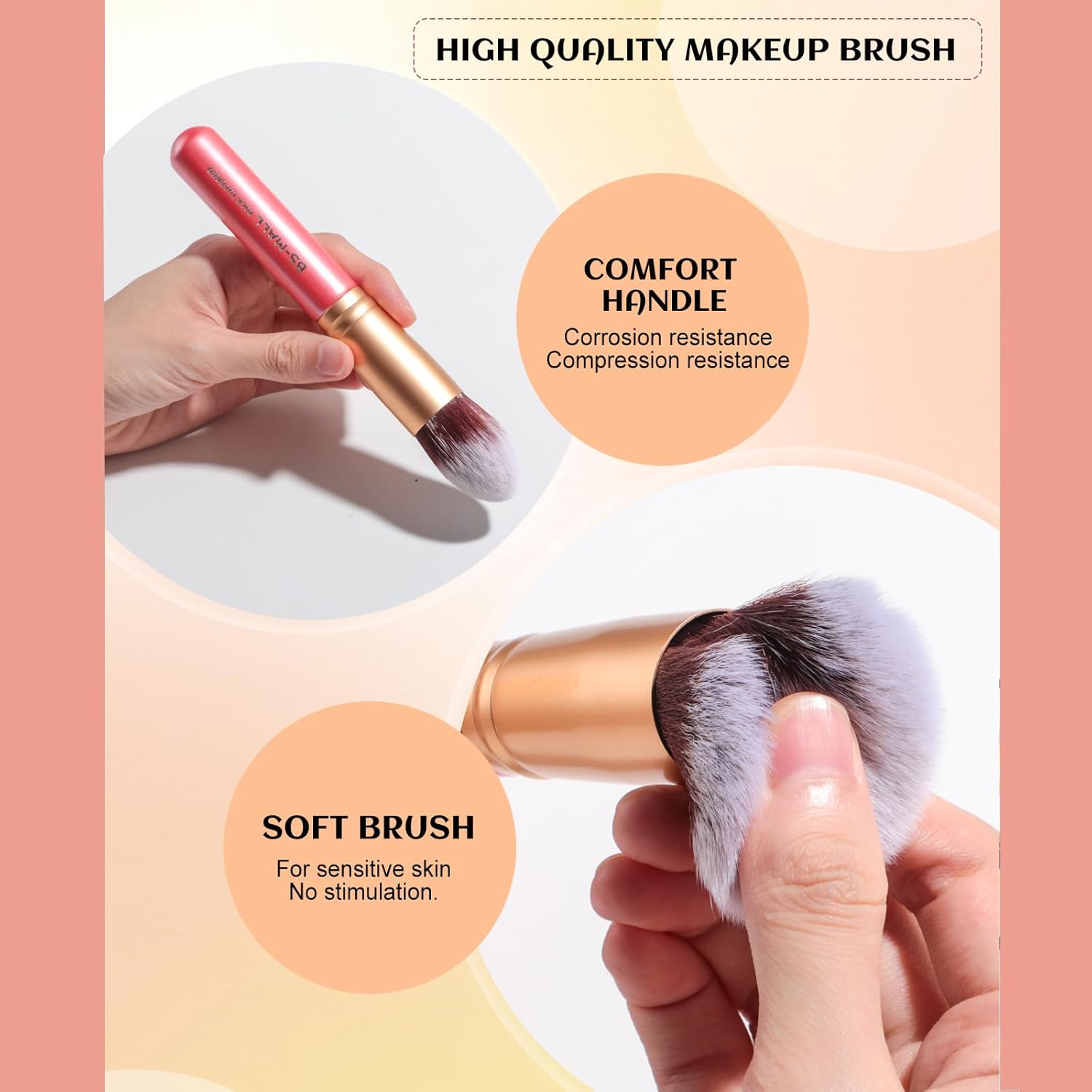 BS-MALL New 14 Pcs Makeup Brushes Premium Synthetic Kabuki Makeup Brush Set Cosmetics Foundation Blending Blush Eyeliner Face Powder Brush Makeup Brush Kit(golden Pink) - Image 5
