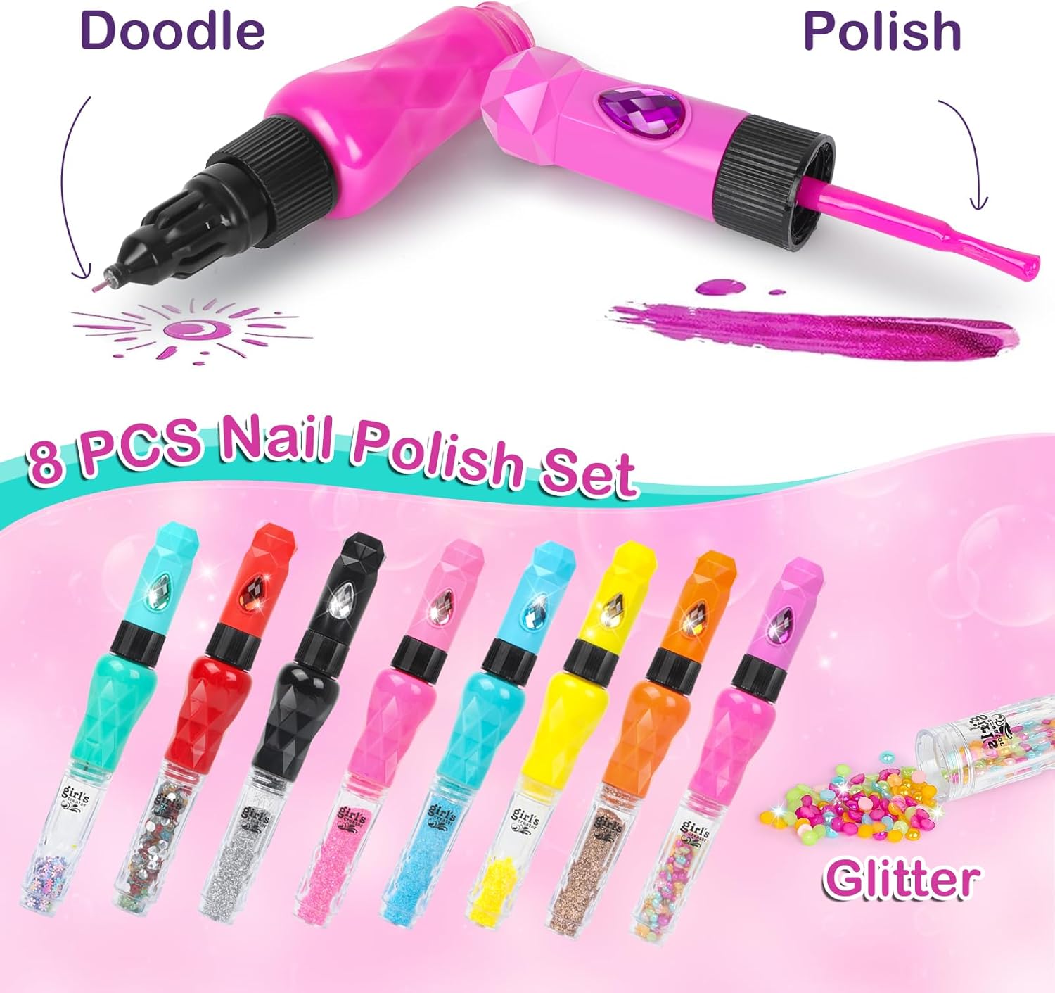 Kids Nail Polish Set for Girls, Nail Art Kit for Ages 7-12 - Girl Gifts - Nail Polish Non Toxic Girl Stuff for Spa Makeup Manicures - Birthday Gift Toys for Girls 7 8 9 10-12 Years Old - Image 2