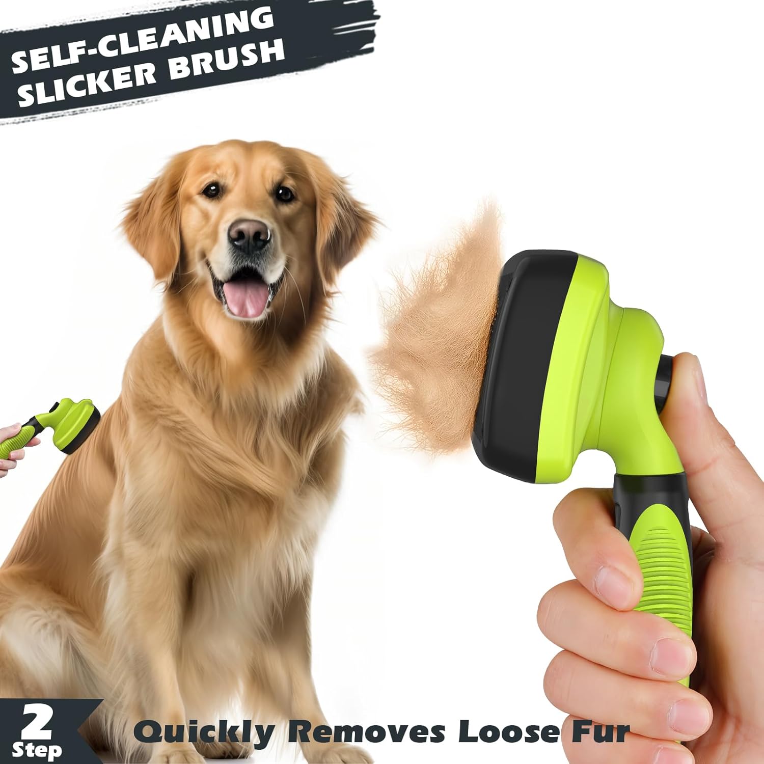3PCS Dog Grooming Kit - Deshedding Brush, Slicker Brush, Bath Brush and Comb for Pet Supplies (Green Black) - Image 5
