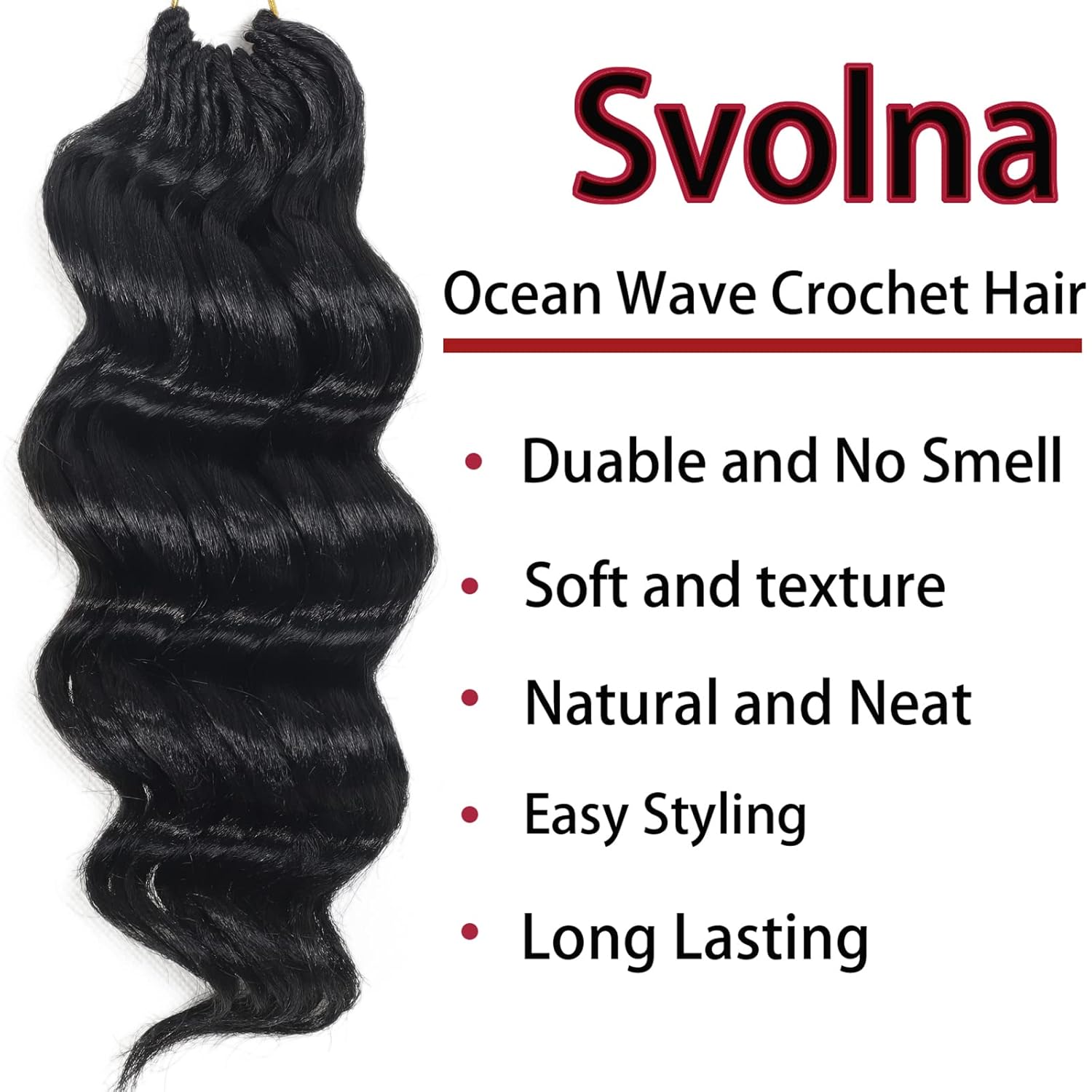 Ocean Wave Crochet Hair 9 Inch Curly Crochet Hair Ocean Wave 7 Packs Deep Wave Short Wavy Crochet Braids Hair Extensions for Women Water Wave - Image 2