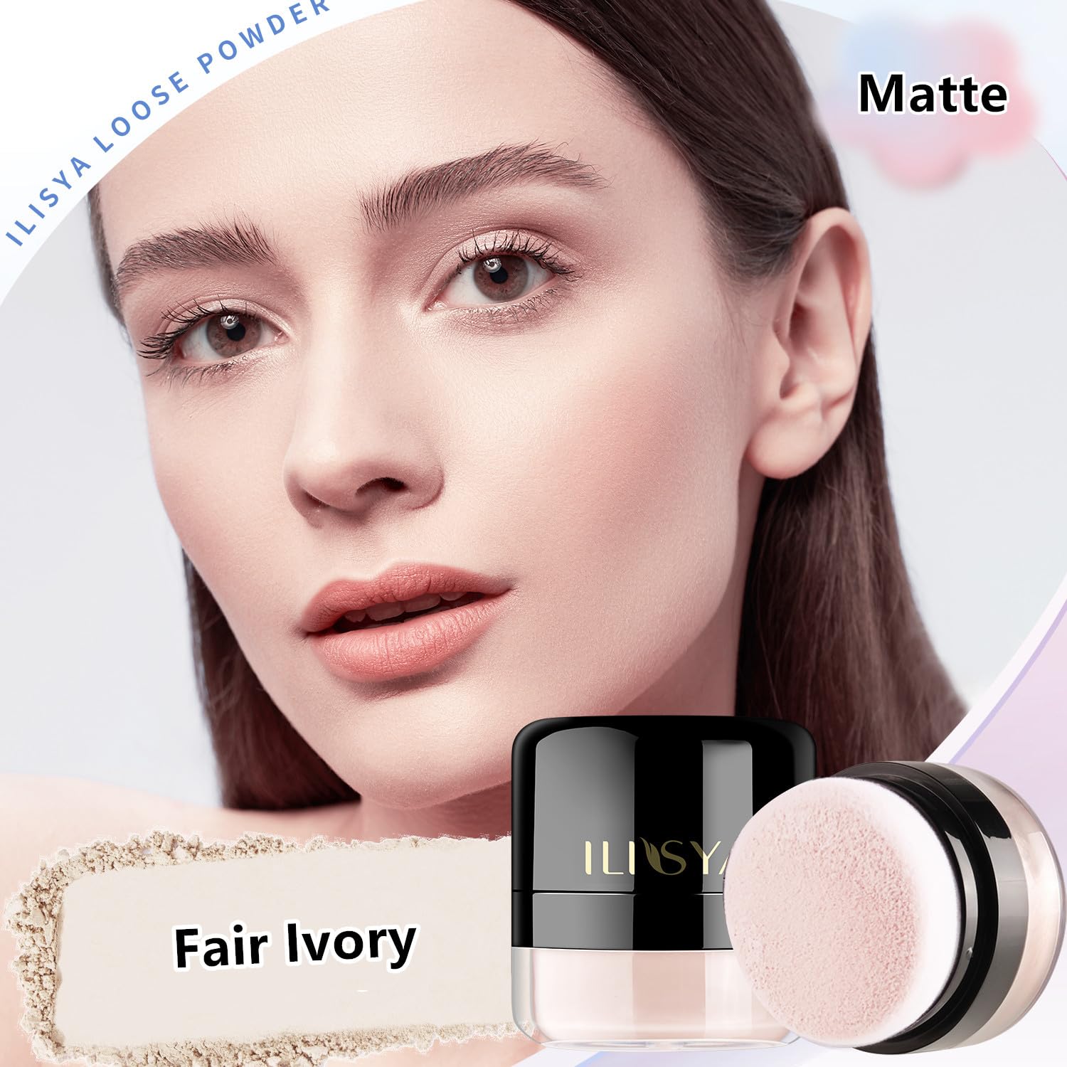 Setting Powder Lightweight Loose Powder Finishing Powder Long-Lasting Face Powder Waterproof with Soft Mushroom Powder Puff & Mirror, Matte Finish,0.28 Oz (Fair Ivory/Matte) - Image 4