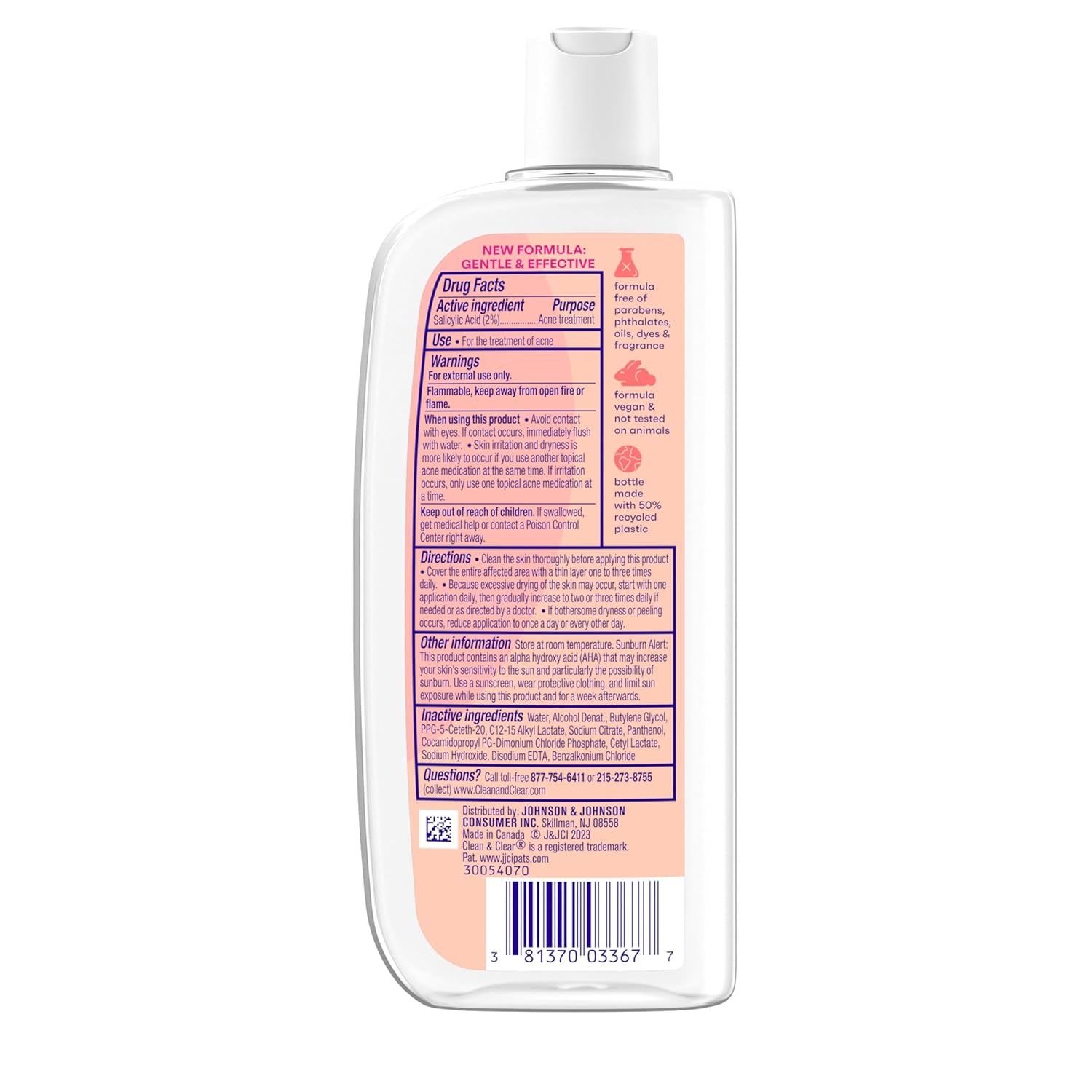 Clean & Clear Essentials Oil-Free Acne Toner, 2% Salicylic Acid Acne Treatment, Gentle Facial Toner for Pimples Cleanses Pores to Clear & Remove Blackheads, Fragrance Free, 8 fl. oz - Image 7