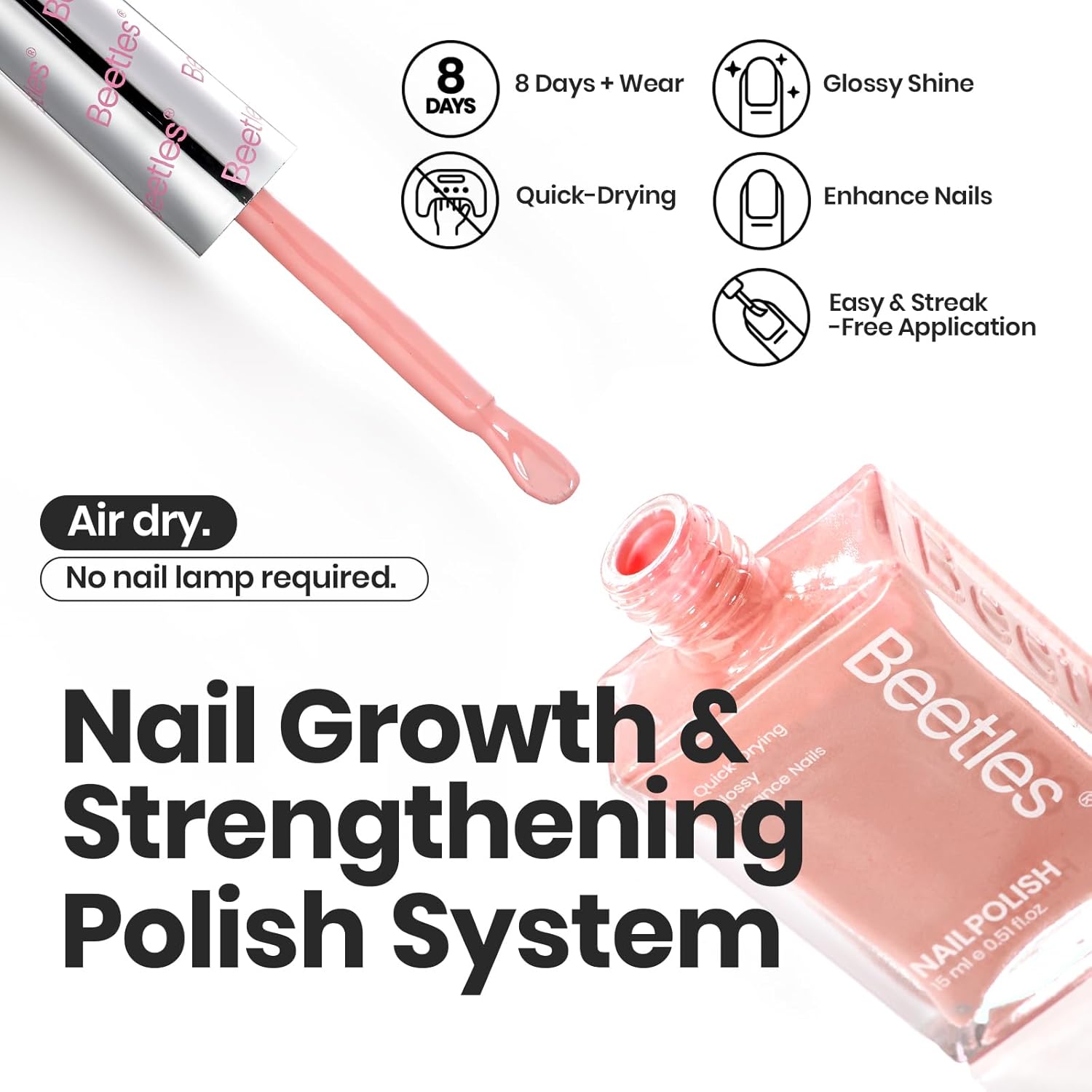Beetles Pastel Nail Polish Set -6 Colors Pink Blue Yellow Nude Pink Purple Nail Polish Set Quick Dry Finger DIY Air Dry Nail Art Salon Home Pastel Reverie Gift for Women - Image 2