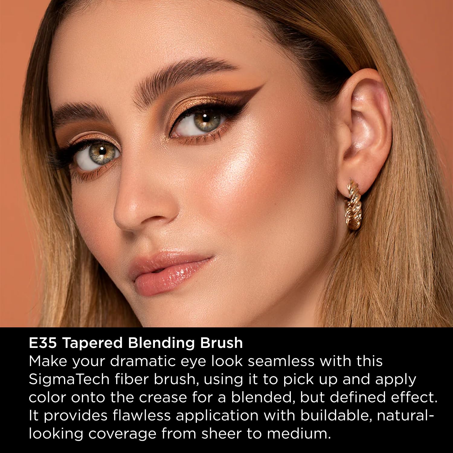 Sigma Beauty Professional E35 Tapered Blending Brush – Professional Eyeshadow Brush for Precision Eyeshadow Blending, Softens Dramatic Edges & Harsh Lines for a Well Blended Effect (1 Brush) - Image 3