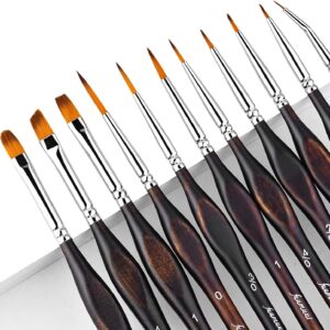 Miniature Paint Brushes, Fuumuui 11pcs Micro Detail Paint Brushes for Model, Paint by Numbers - Fine Detail Paint Brush Set for Acrylic, Watercolor, Oil