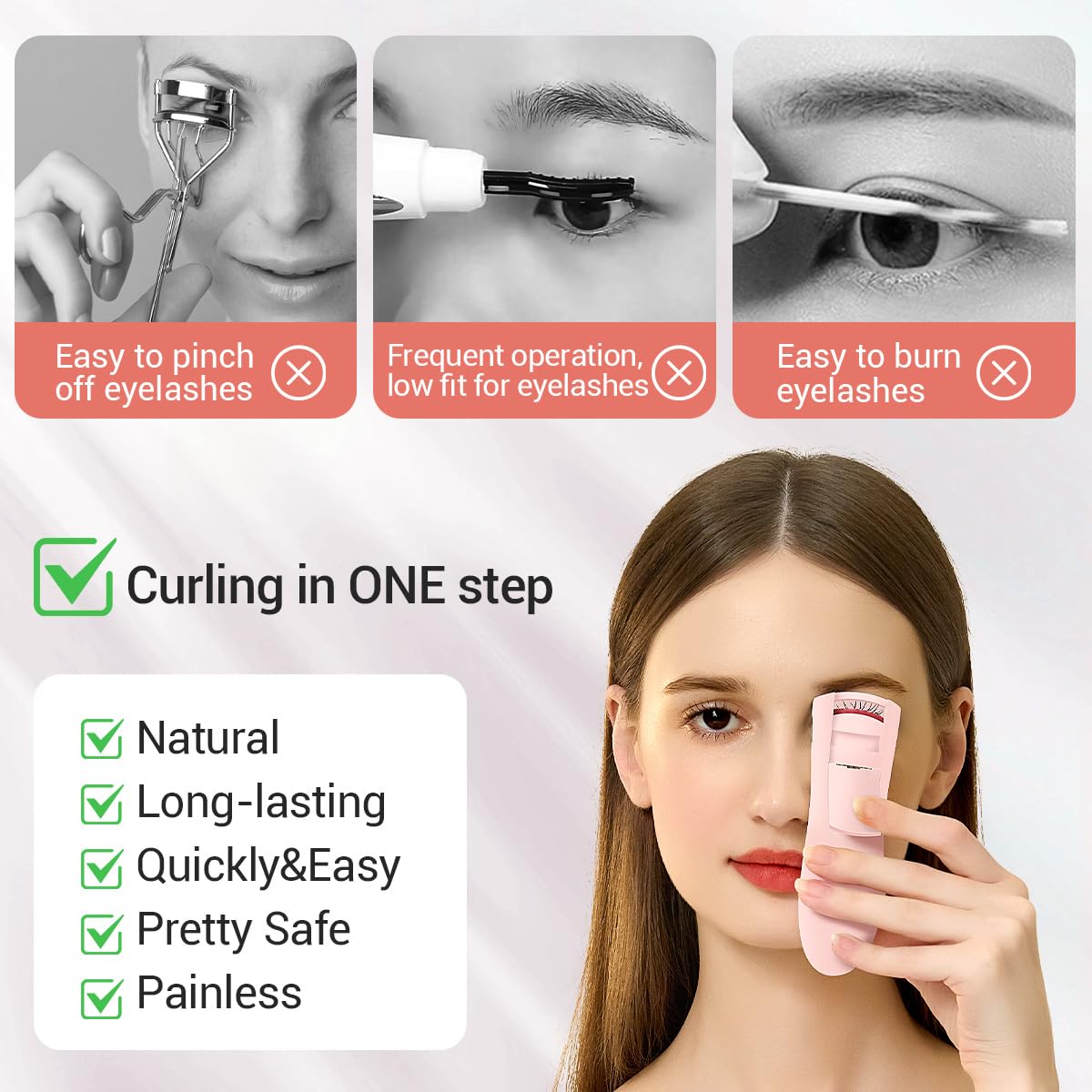TOUCHBeauty Rechargeable Heated Eyelash Curler with LED Display, Featuring 3-Level Adjustable Temperature for a Natural, Long-Lasting Curl (Up to 24 Hours) AG-2316-Pink - Image 5