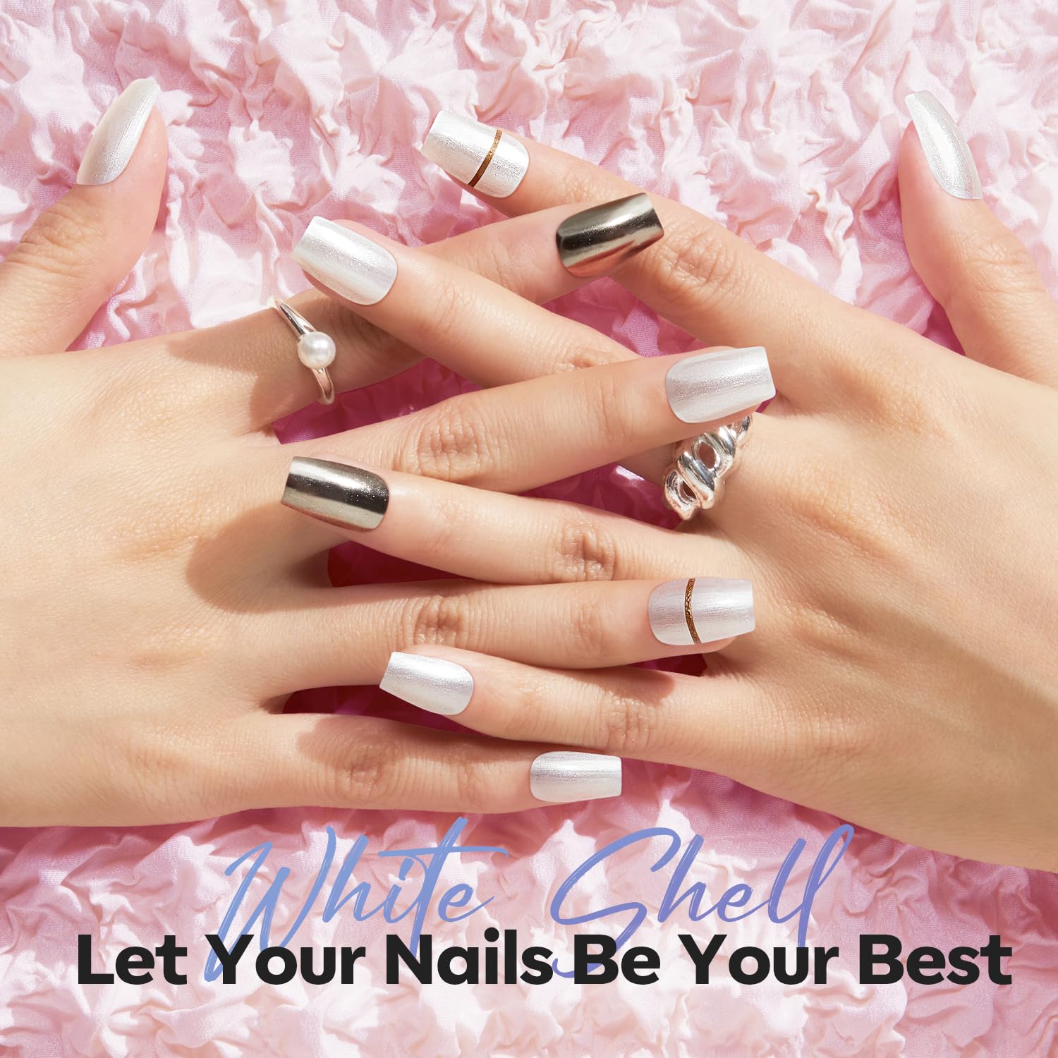 modelones Pearl White Nail Polish, Shimmer Glitter White 15 ml Quick Dry Nail Lacquer Strengthener Long Last Shine Fingernail Toe Nail Art DIY Home Travel Manicure Gift for Women Girls 0.5 Fl Oz - Image 4
