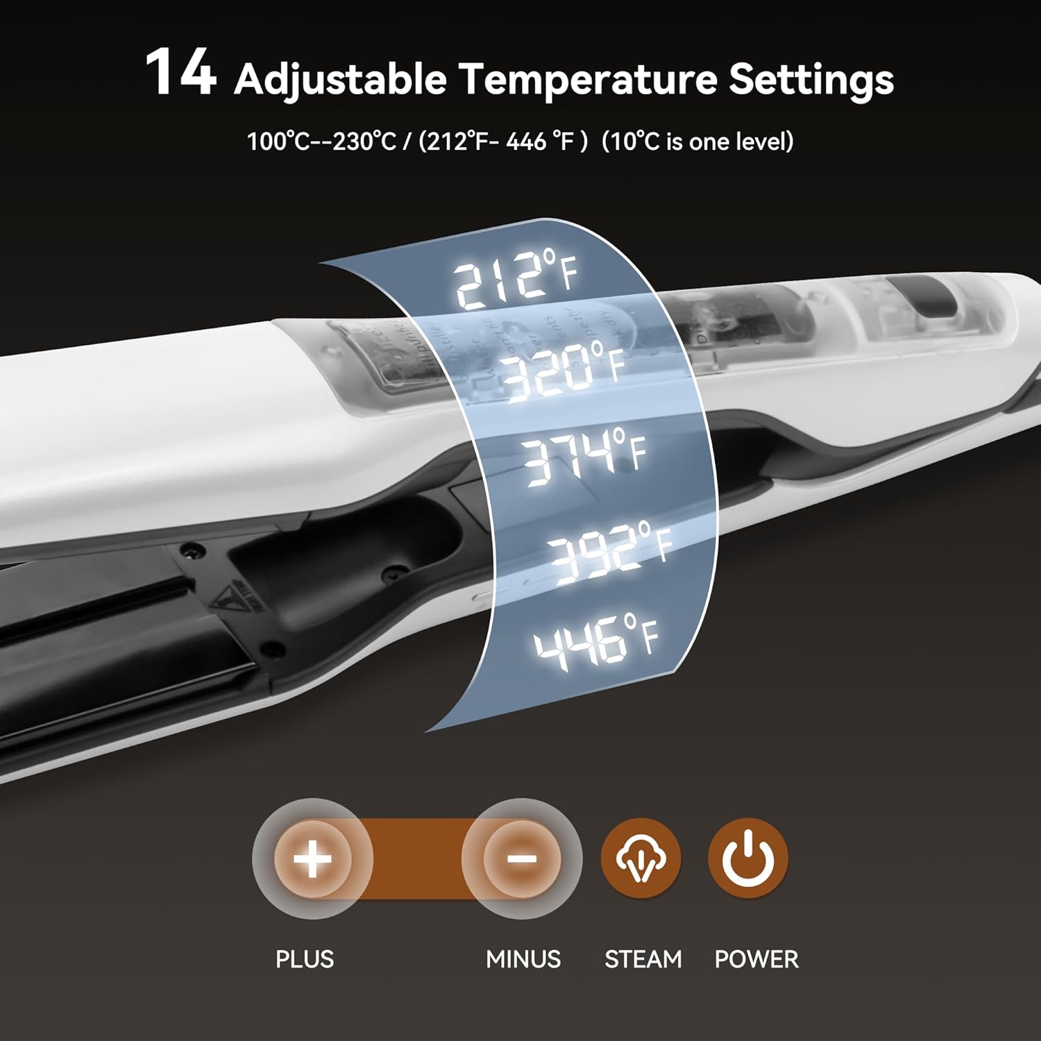 Hair Straightener, 1 Inch Steam Hair Straightener & Curling Iron 2-in-1,Fast Heat-Up, Negative Ion & Steam Hair Care,Professional Ceramic Double Voltage Straightener for Less Frizz Shinier (White) - Image 6
