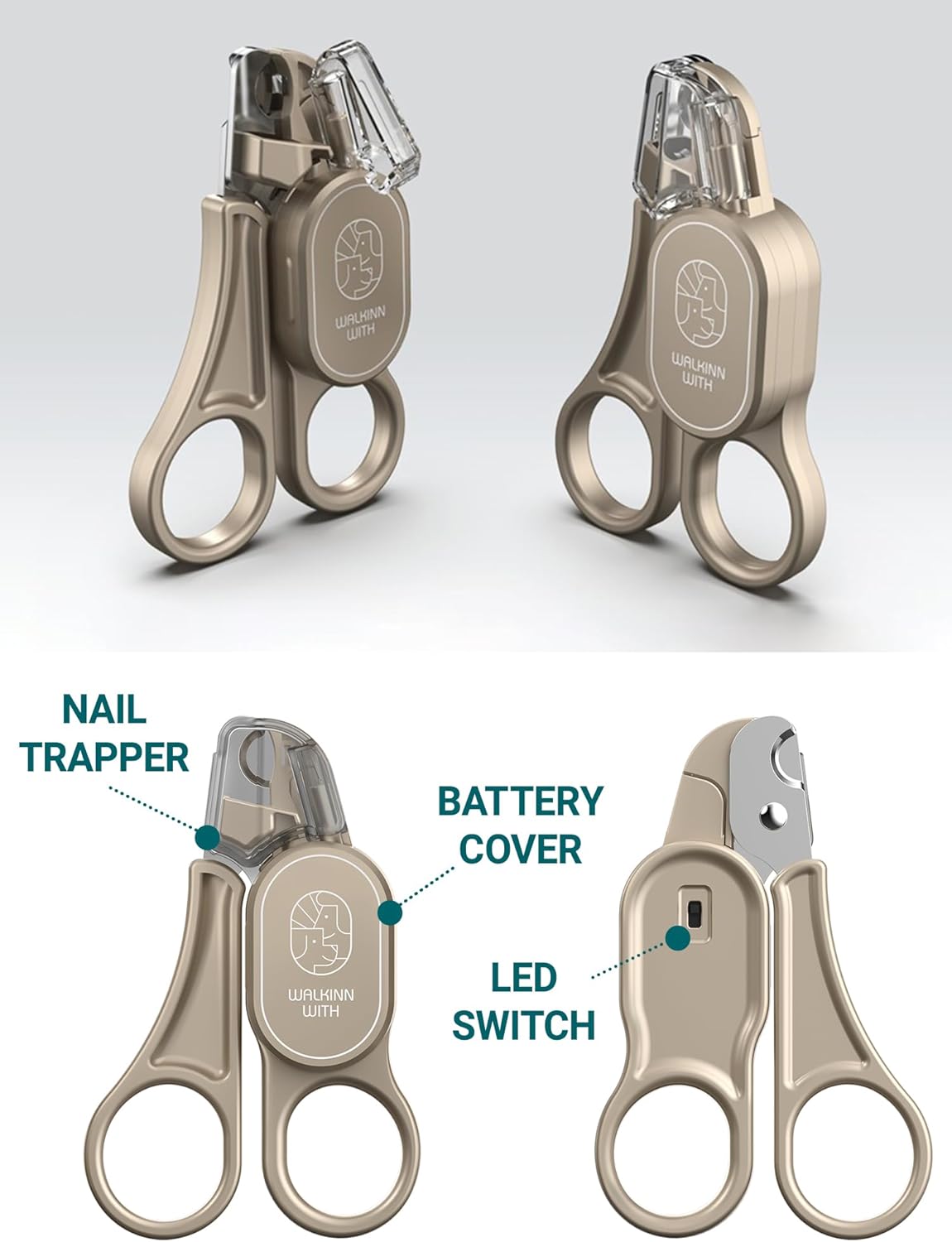 Cat Nail Clipper with LED Guide Light and Nail Trapper - Image 2