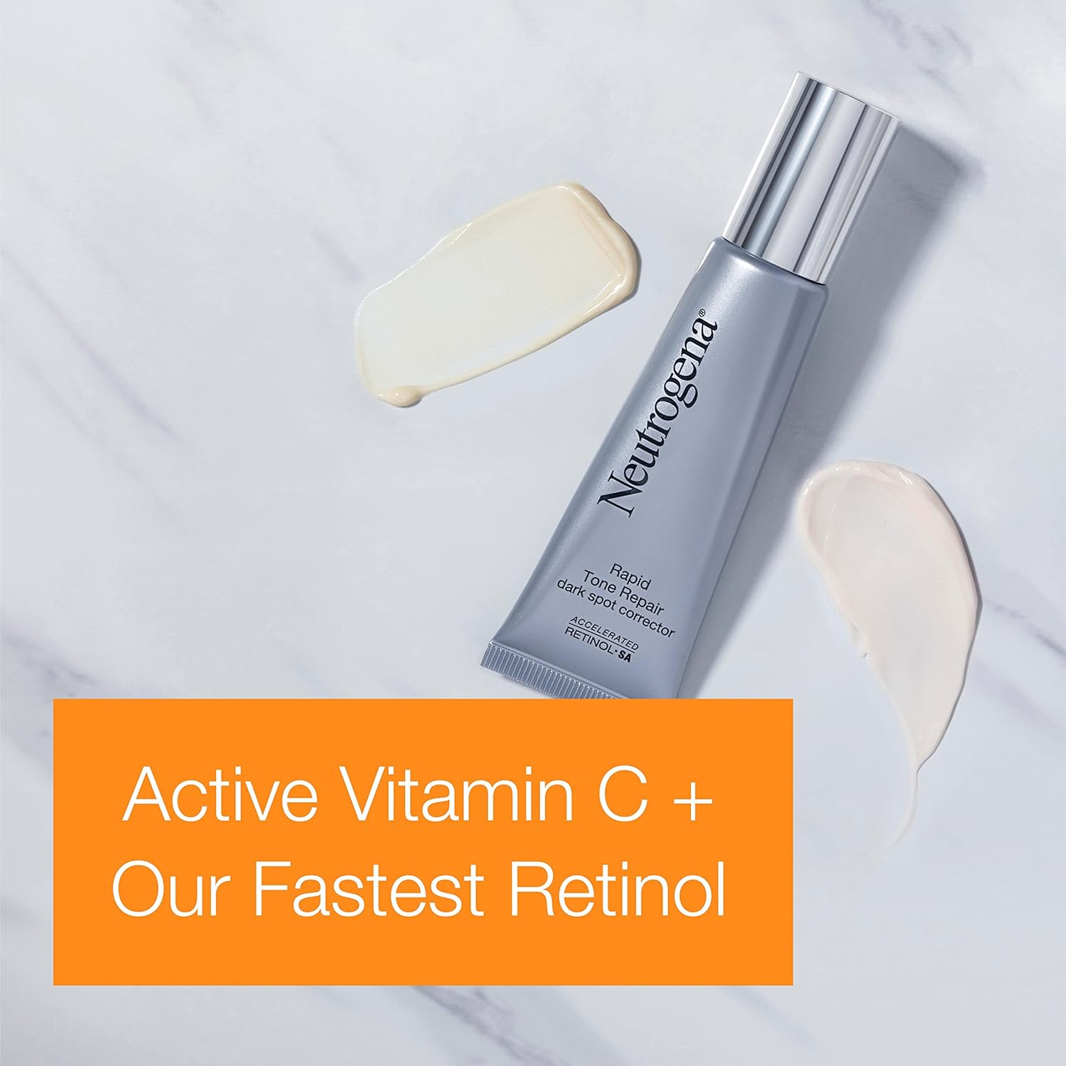 Neutrogena Rapid Tone Repair Retinol + Vitamin C Dark Spot Corrector Face Serum, Daily Anti-Wrinkle Dark Spot Corrector to Brighten & Even Tone, Mineral-Oil & Dye-Free, White, 1 oz - Image 3