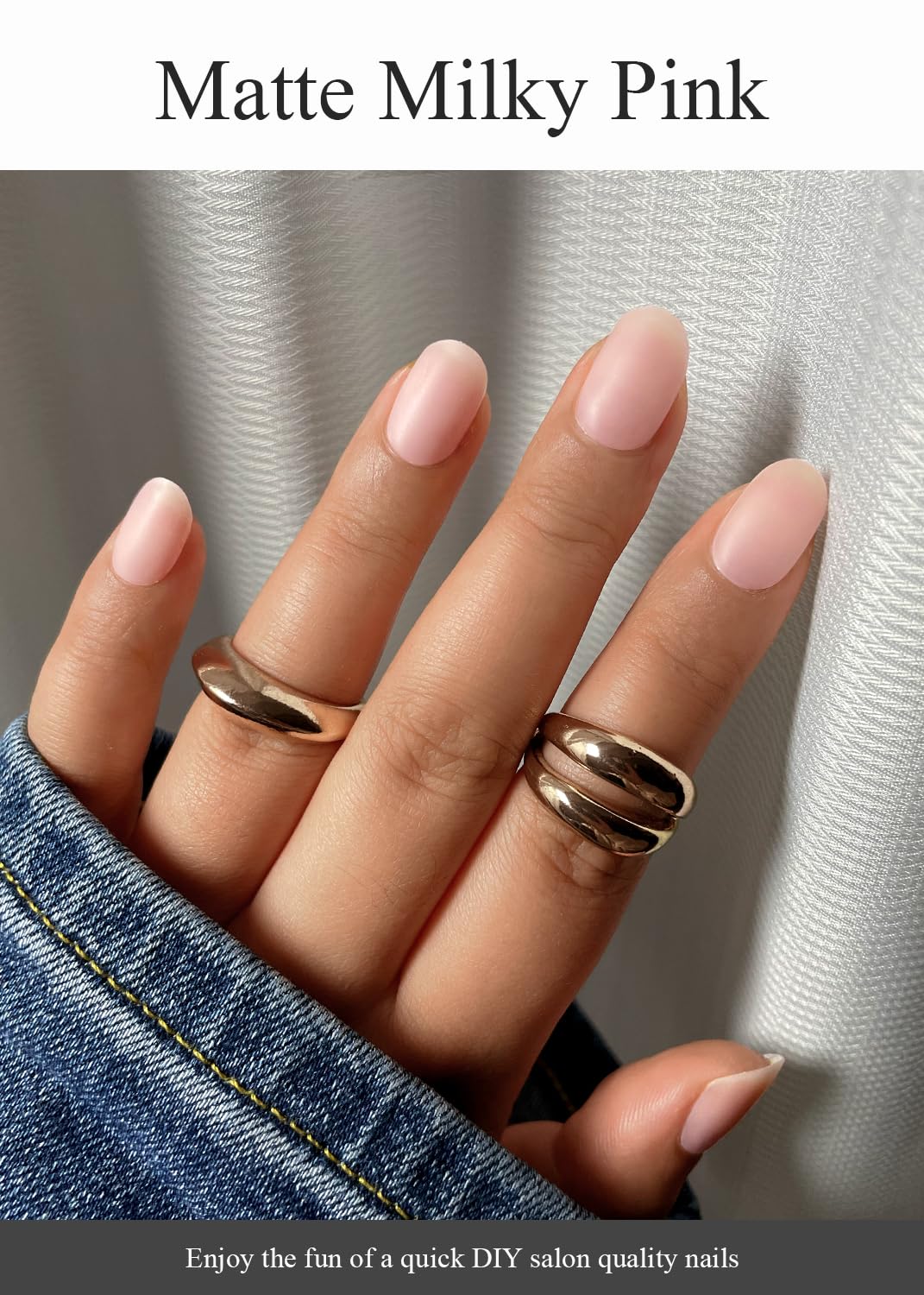 Semi Cured Gel Nail Strips (Matte Milky Pink), Translucent, 20 PCS Gel Nail Wraps, Stickers, UV Light Required, Salon Quality, Long Lasting - Image 3
