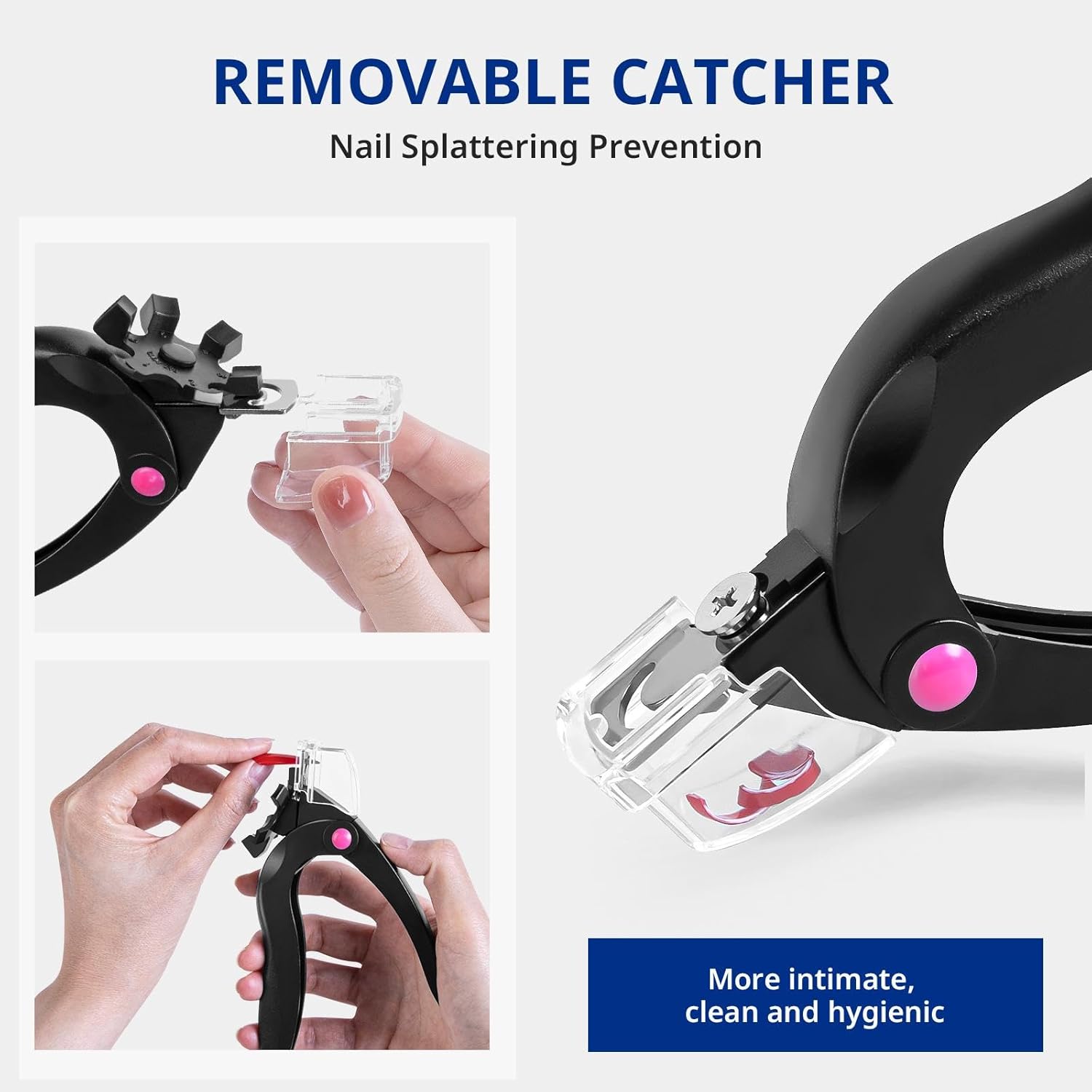 AIRSEE Adjustable Acrylic Nail Clippers with Sizer & Catcher, Nail Tip Cutter with Length Dial, Professional Stainless Steel Trimmer for Fake False Nails, Nail Extensions, Manicure Salon Home, Black - Image 4