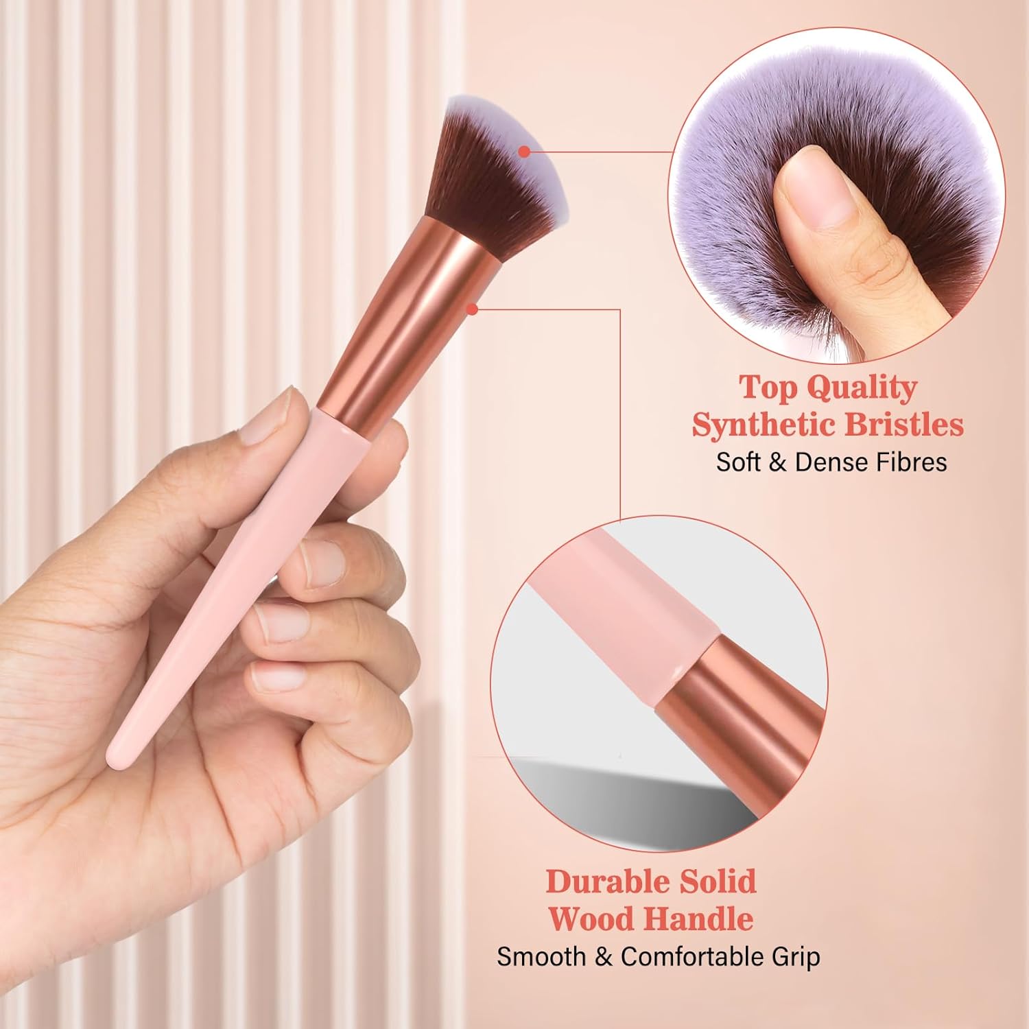 Makeup Brush Set, 17PCs Makeup Brushes with Foundation Eyebrow Blending Concealer Blush Eyeshadow Contour Lash Powder Brush, Make Up Brushes Kit with Organizer Travel Case (Medium, Pink) - Image 5