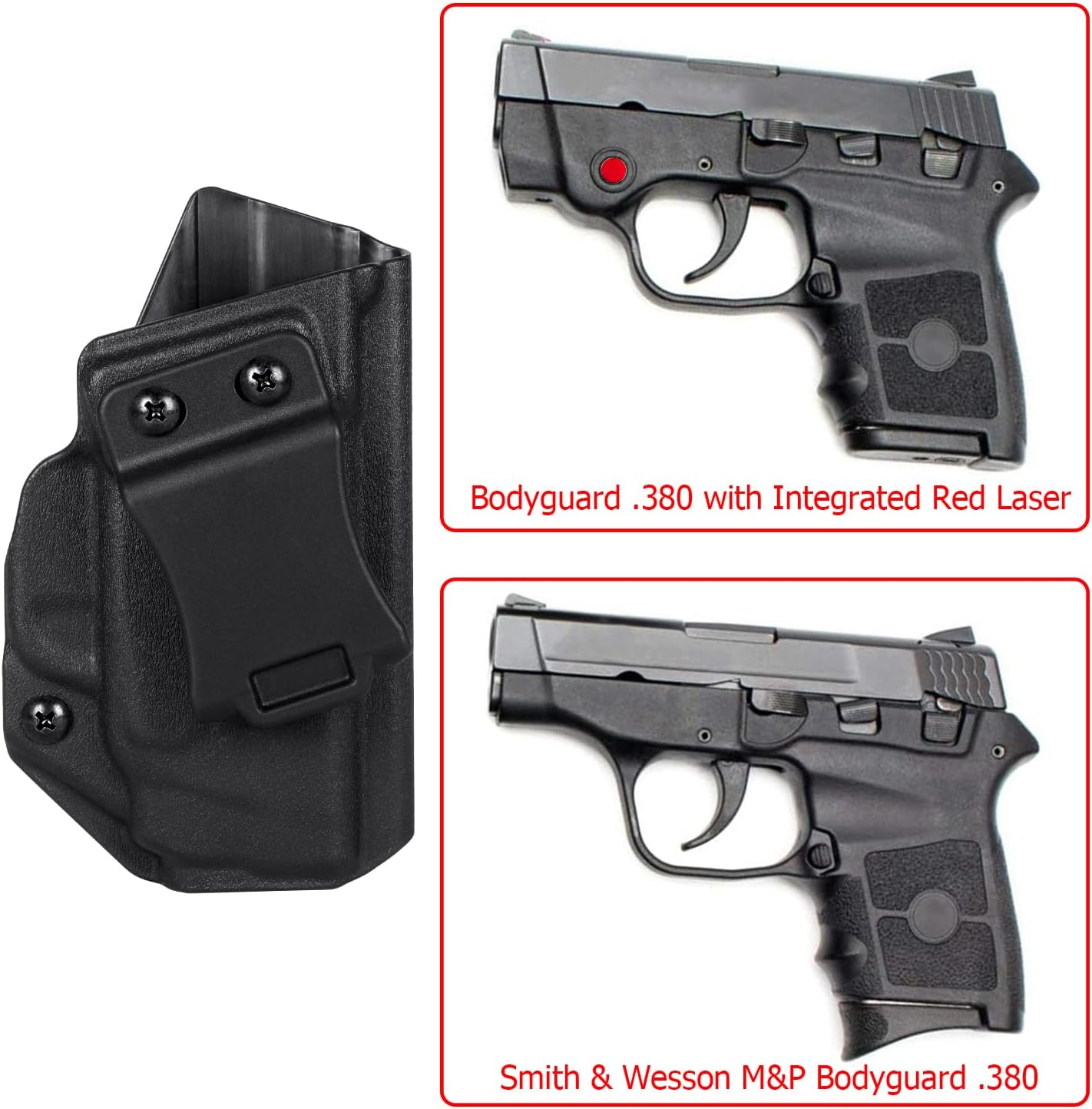 S&W M&P Bodyguard .380 IWB Holster Right Hand Fits Smith & Wesson M&P Bodyguard .380 / Bodyguard .380 with Integrated Red Laser Pistol Holster & Universal .380 Single Stack Mag Carrier - Image 6